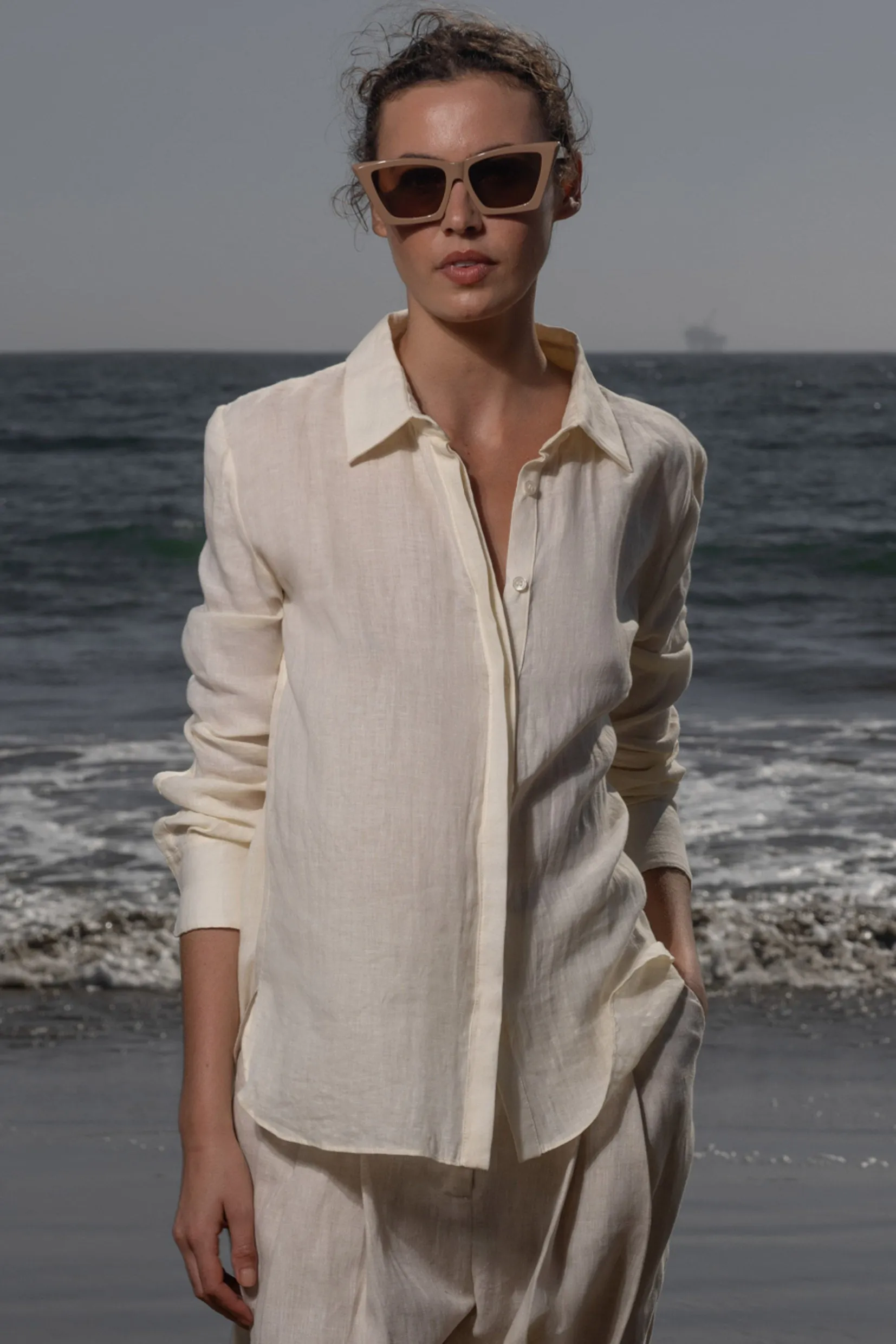 Ami Shirt - Ivory Tissue Linen - Image 6