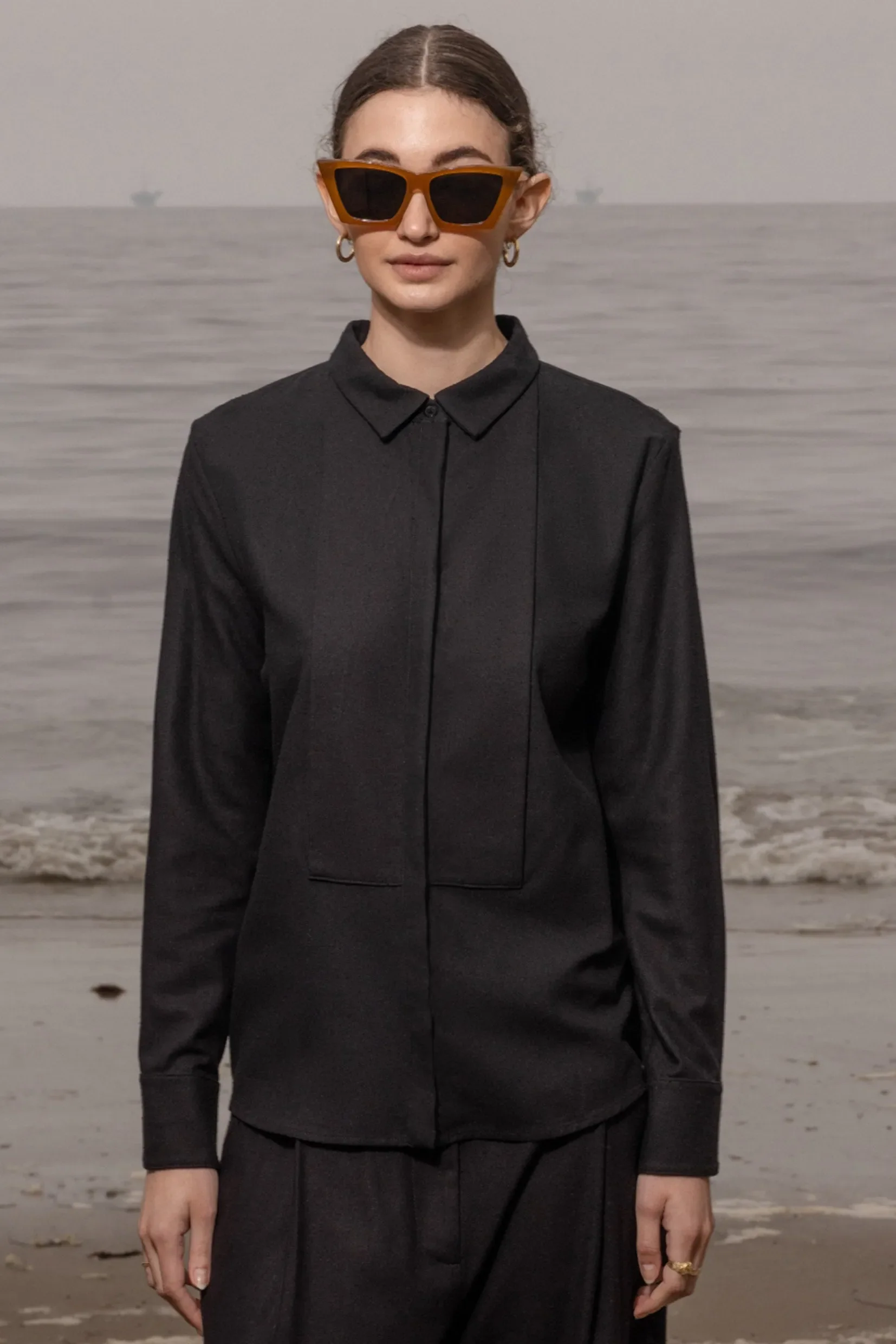 Ami Tux Top - Noir Silk Noil