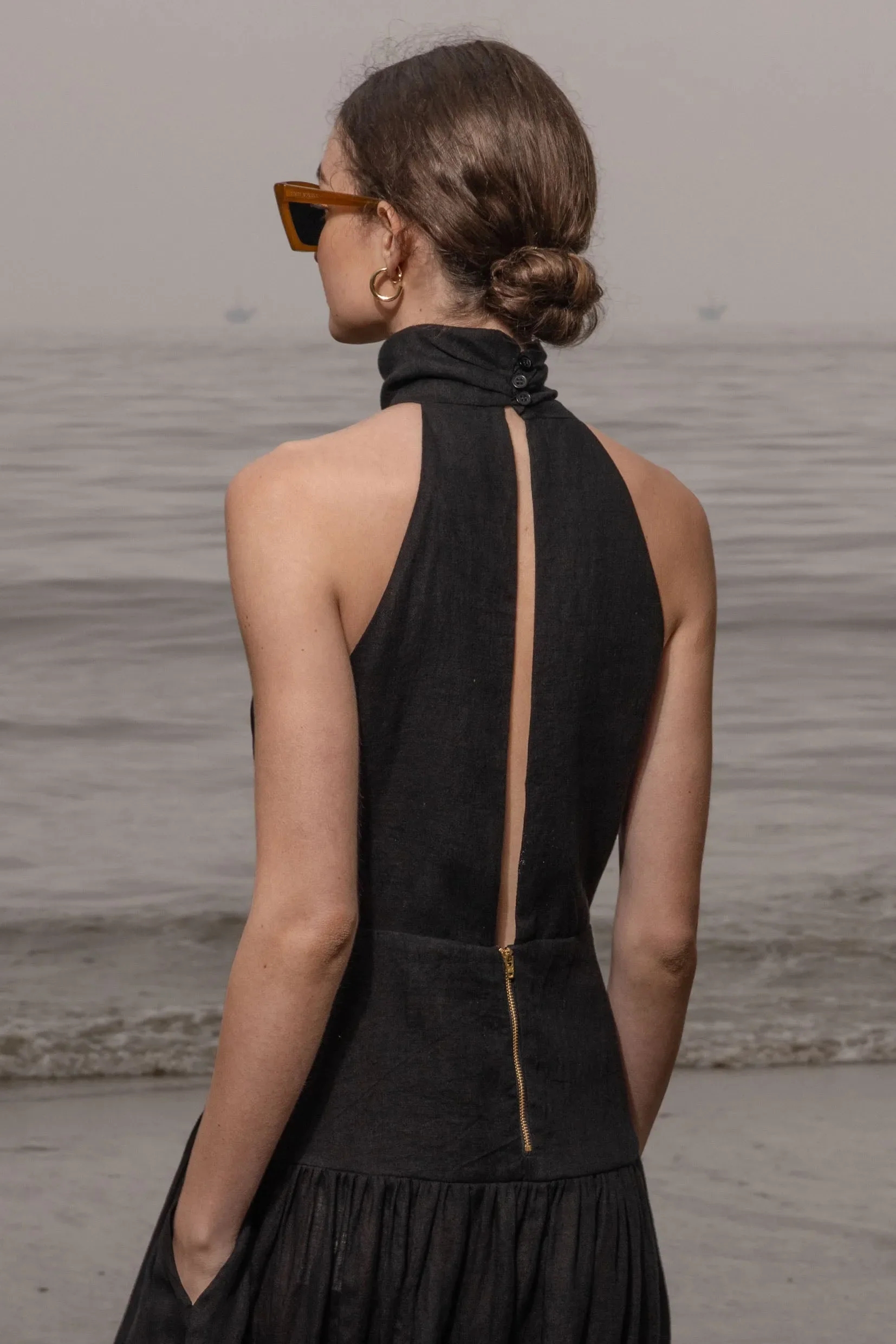 Ava Dress - Noir Tissue Linen - Image 3