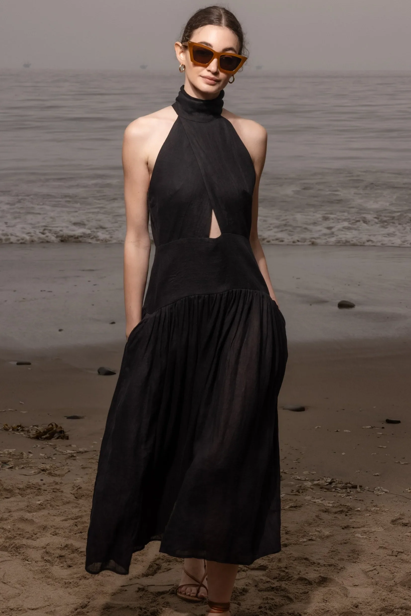 Ava Dress - Noir Tissue Linen - Image 4
