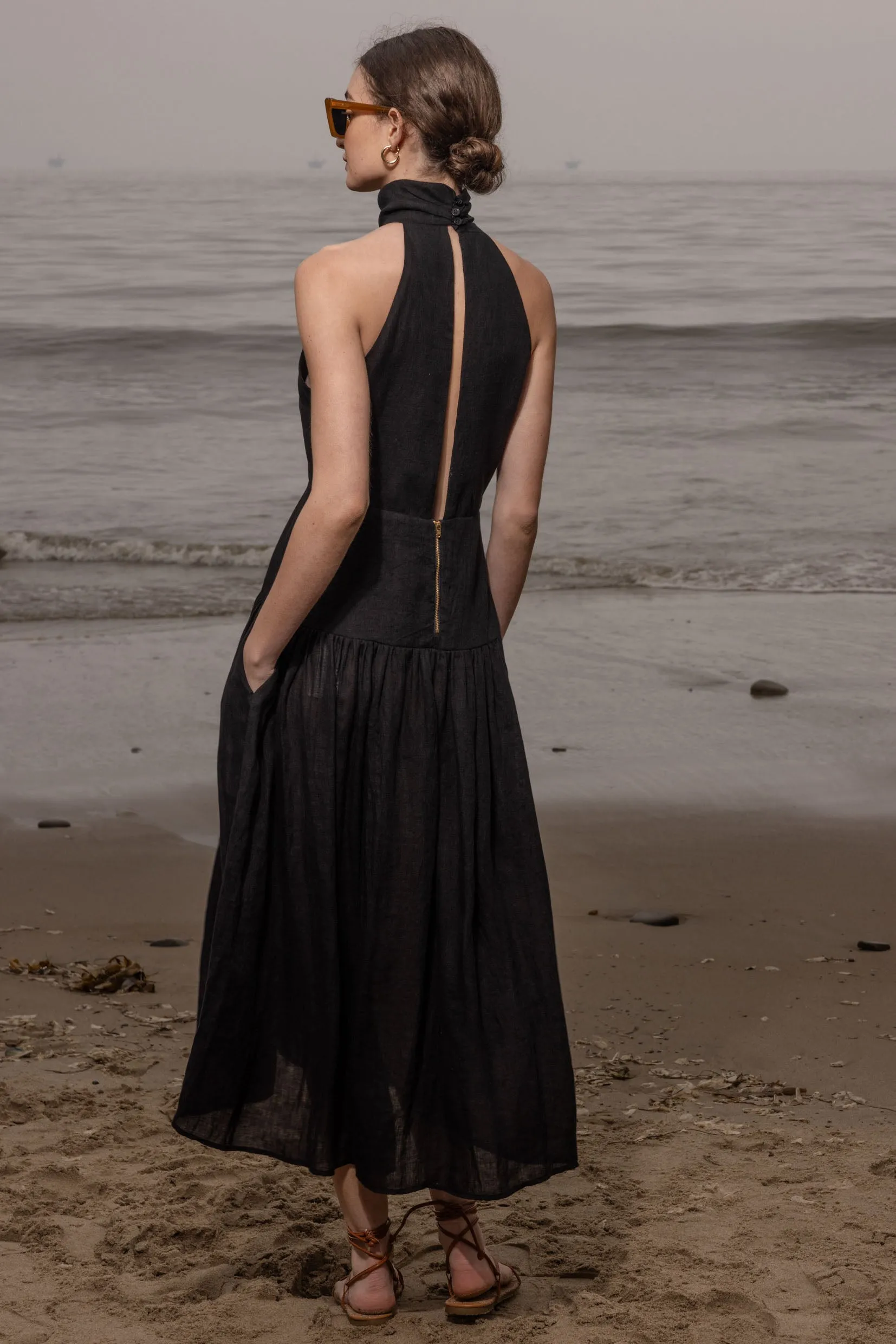 Ava Dress - Noir Tissue Linen - Image 5