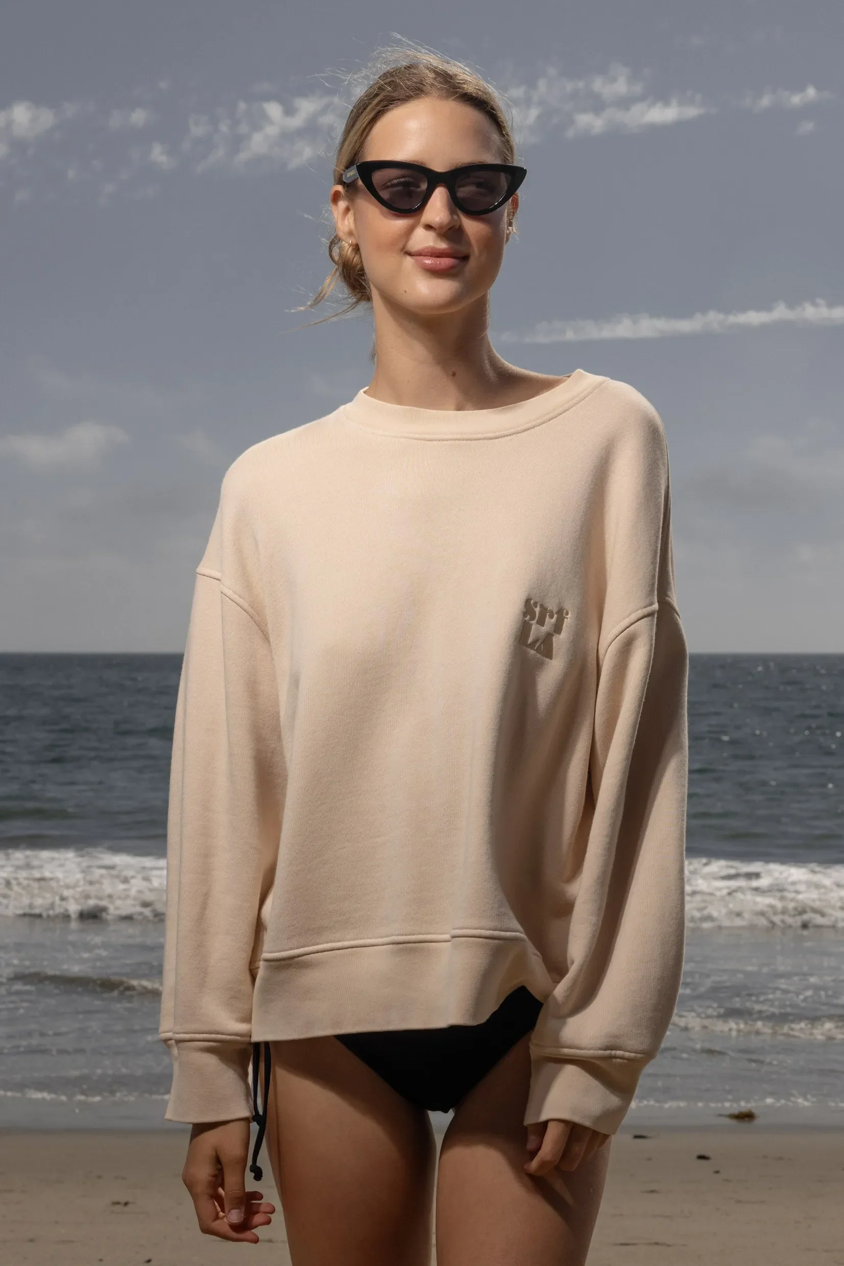 Barrel Sleeve 70's SRF LA Crewneck - Antique Cream Embroidered - Image 7