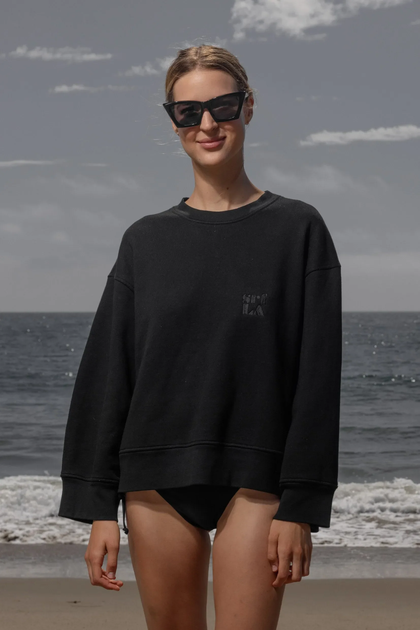 Barrel Sleeve 70's SRF LA Crewneck - Black Embroidered - Image 3