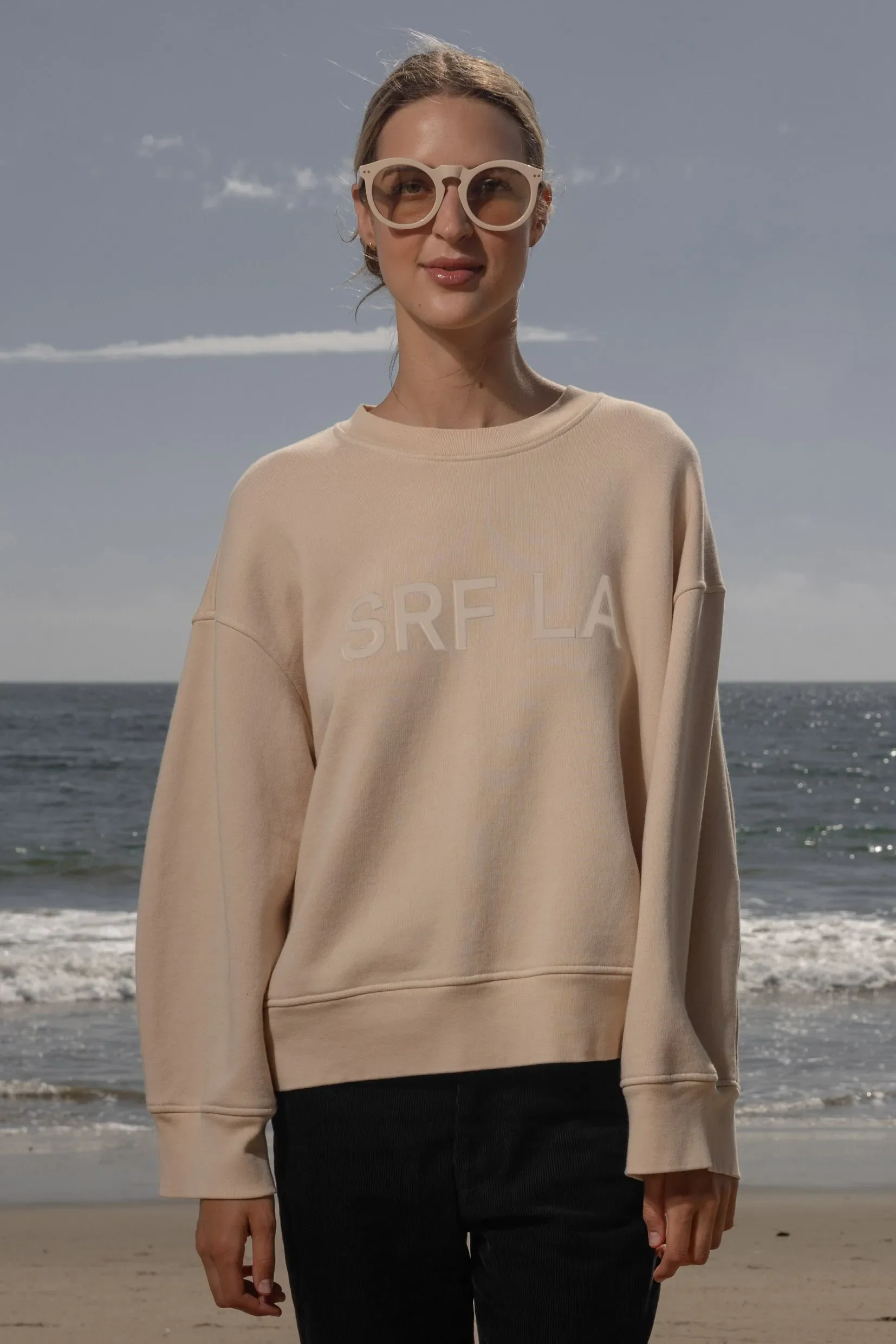 Barrel Sleeve SRF LA Crewneck - Ivory on Antique Cream - Image 12