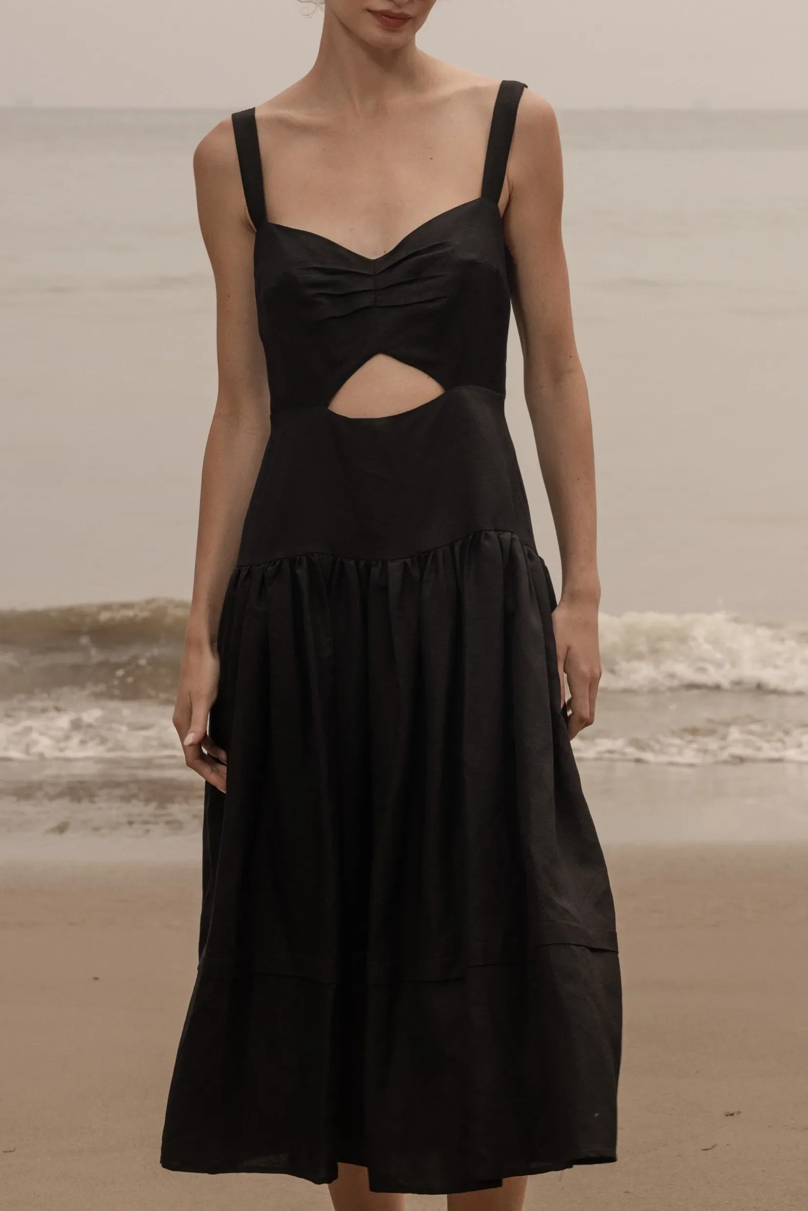 Calvi Dress - Black Linen - Image 3