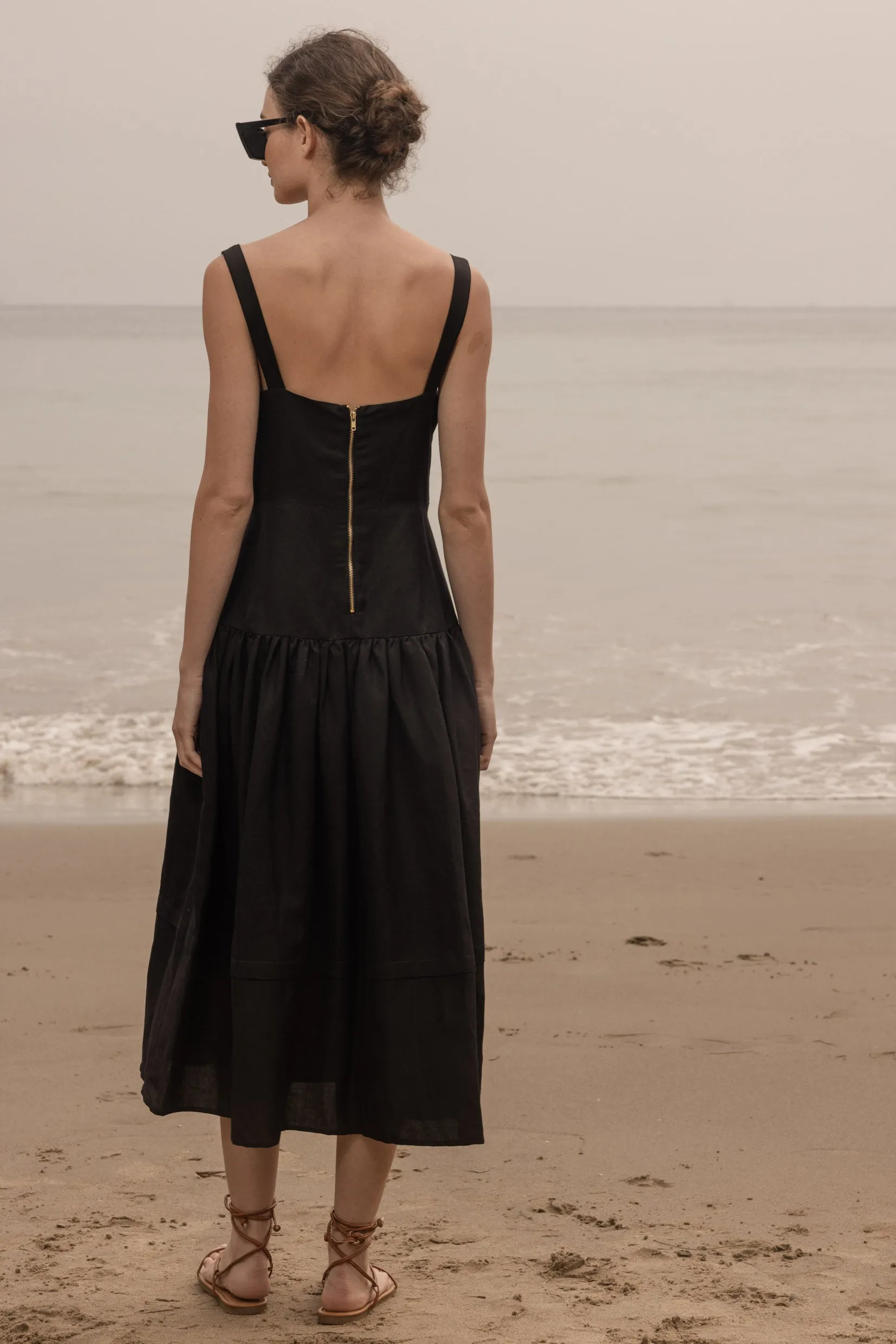 Calvi Dress - Black Linen - Image 7