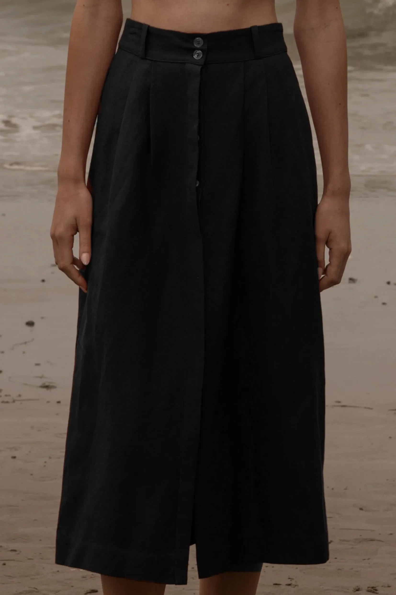 Camille Skirt - Noir Silk & Hemp - Image 3