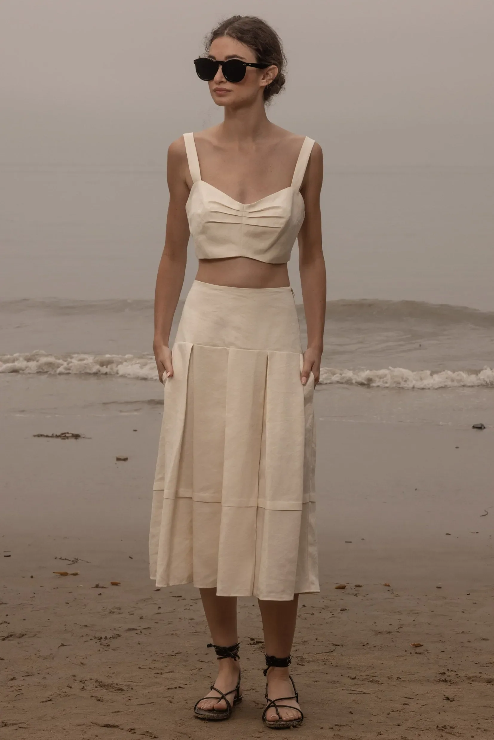 Contessa Skirt - Ivory Linen - Image 3