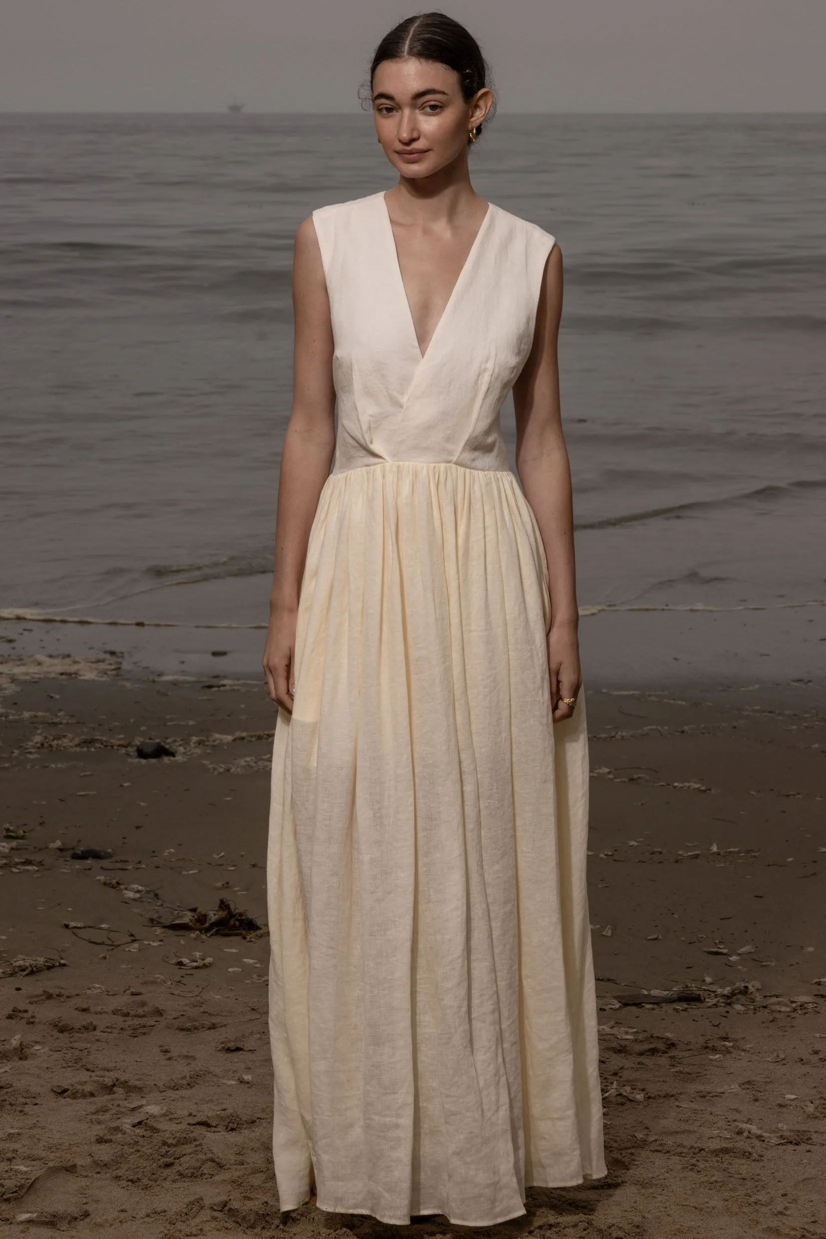 Corsica Dress - Ivory Tissue Linen - Image 3