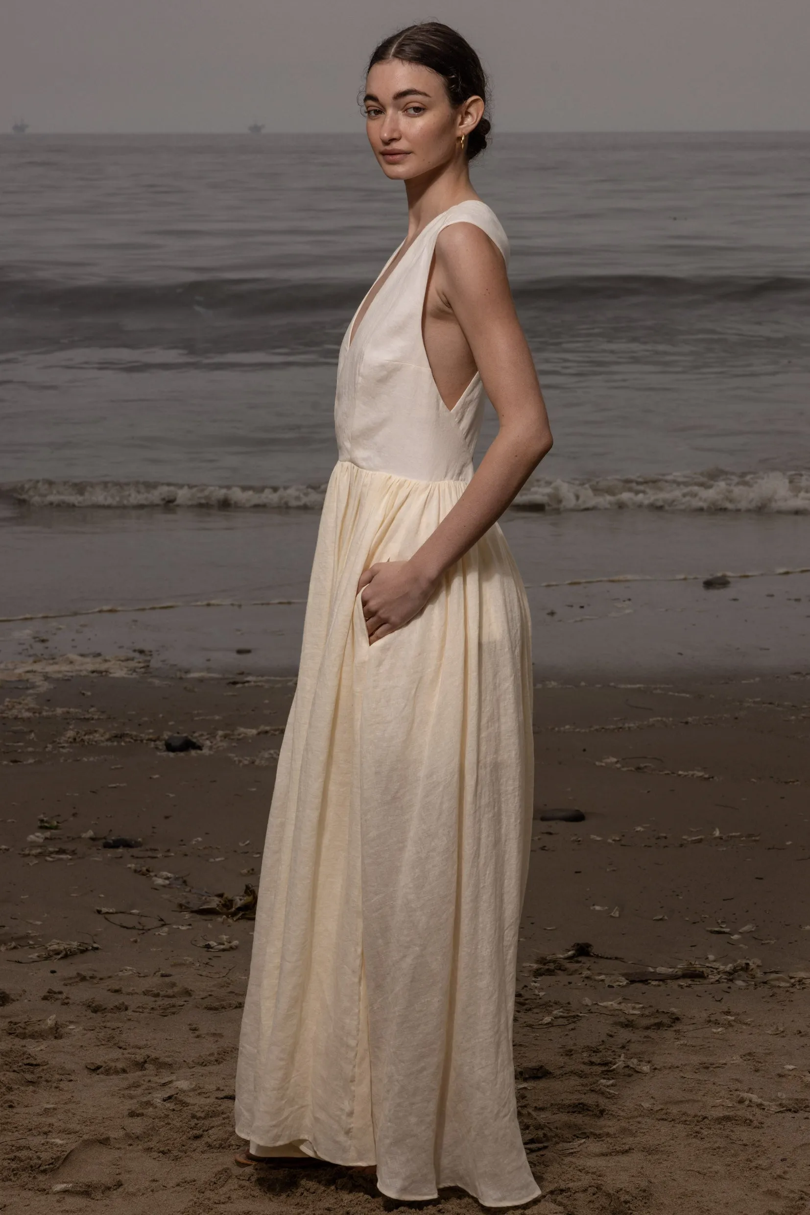 Corsica Dress - Ivory Tissue Linen - Image 5