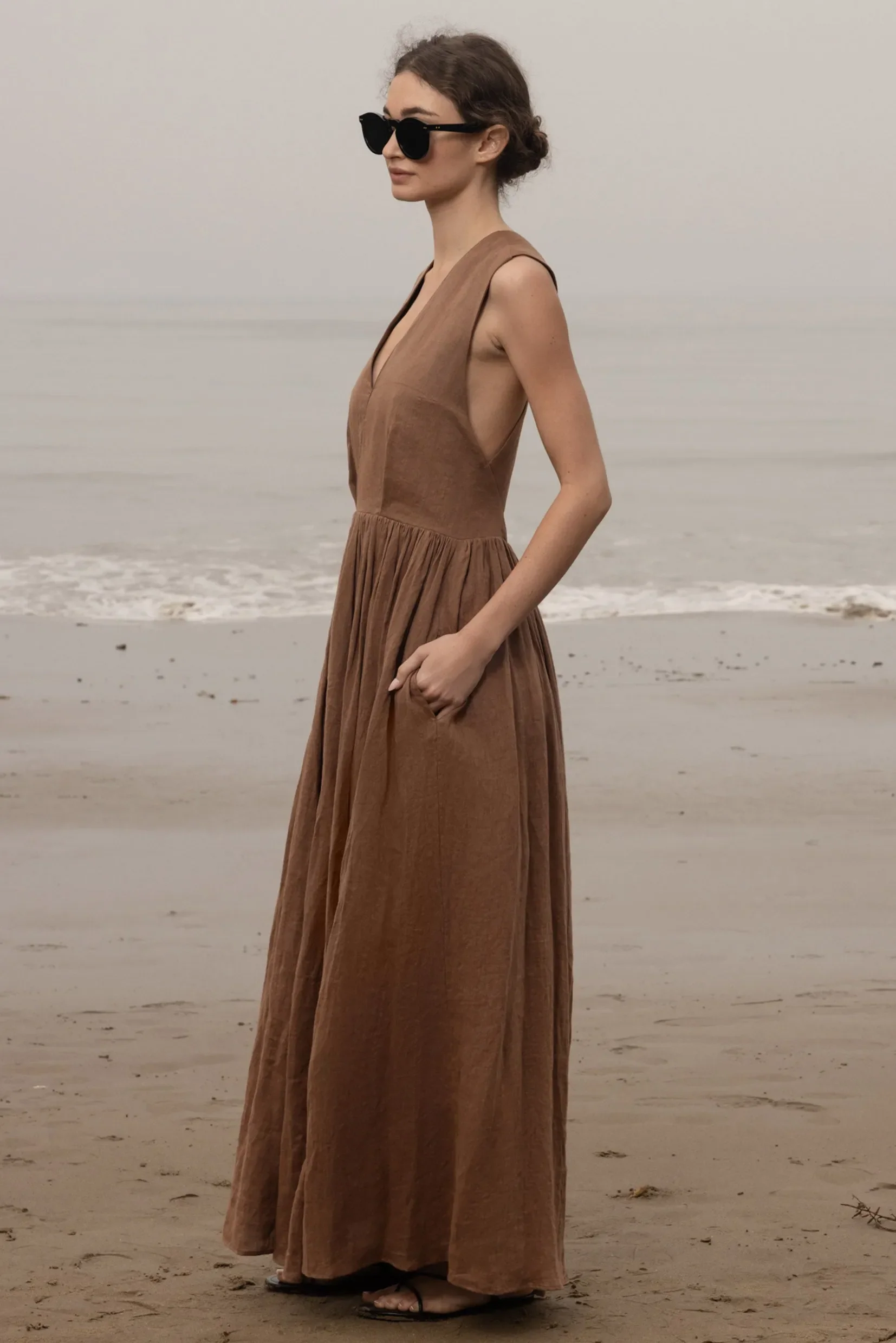 Corsica Dress - Sable Tissue Linen - Image 3