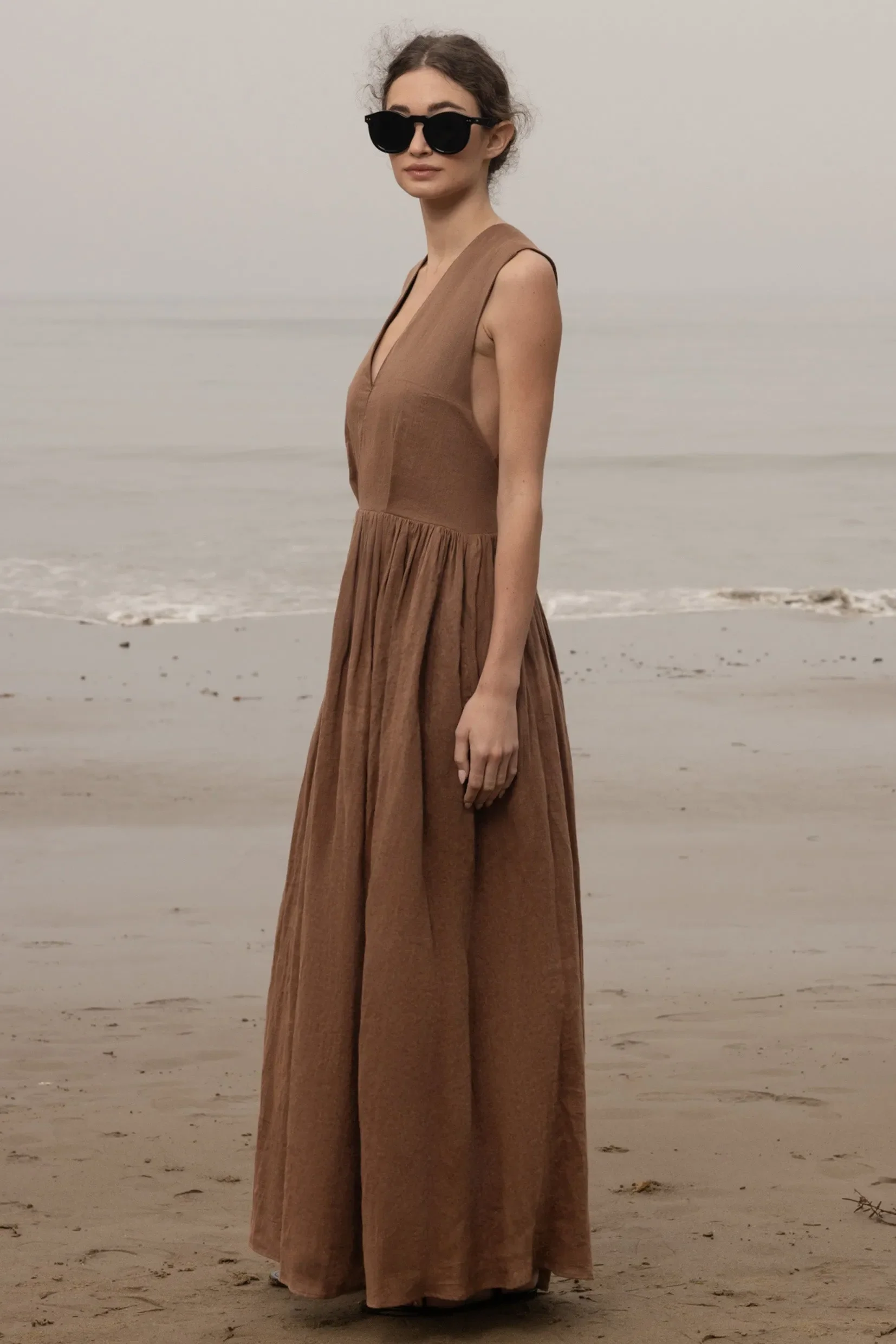 Corsica Dress - Sable Tissue Linen - Image 5
