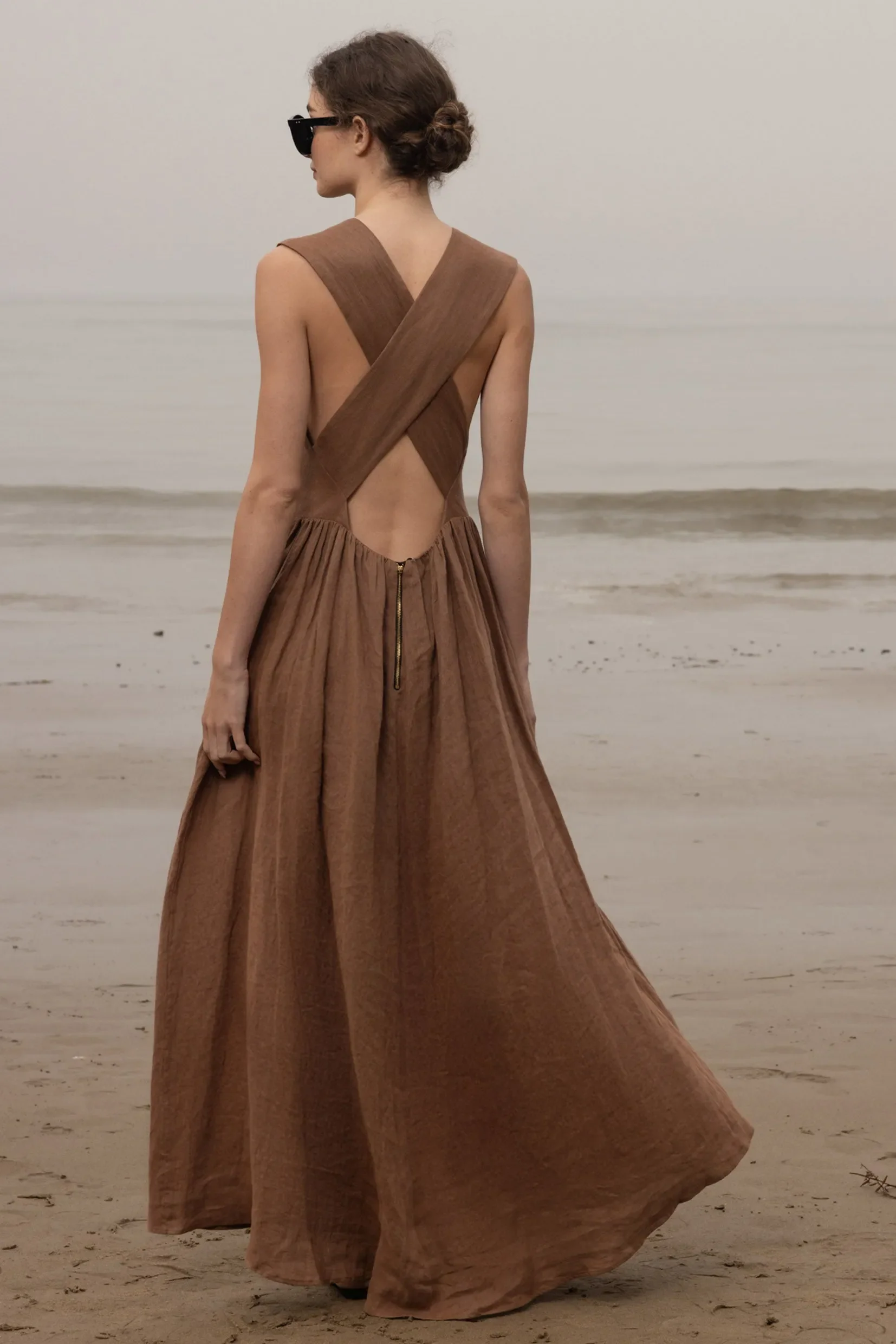 Corsica Dress - Sable Tissue Linen - Image 6