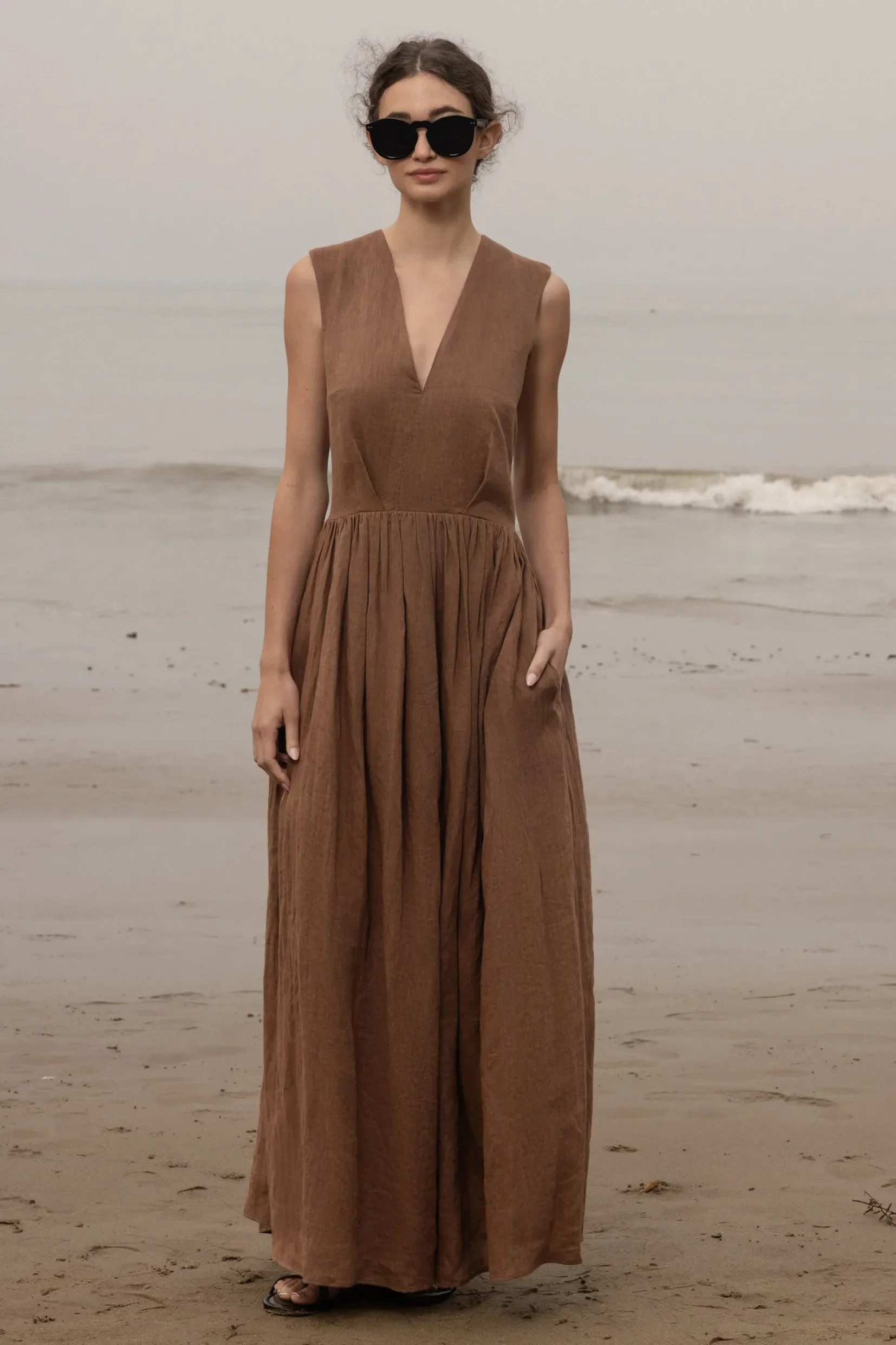 Corsica Dress - Sable Tissue Linen - Image 7