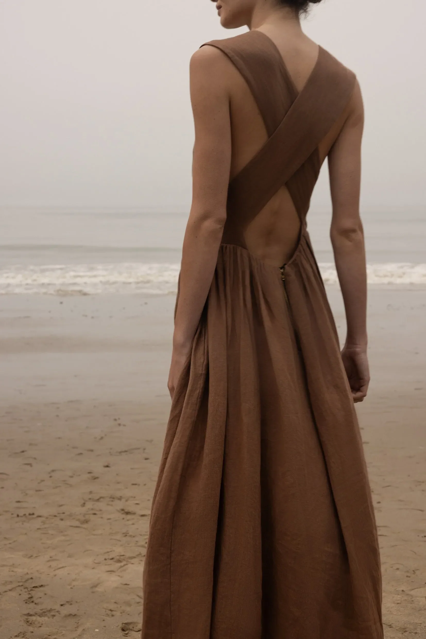 Corsica Dress - Sable Tissue Linen - Image 8