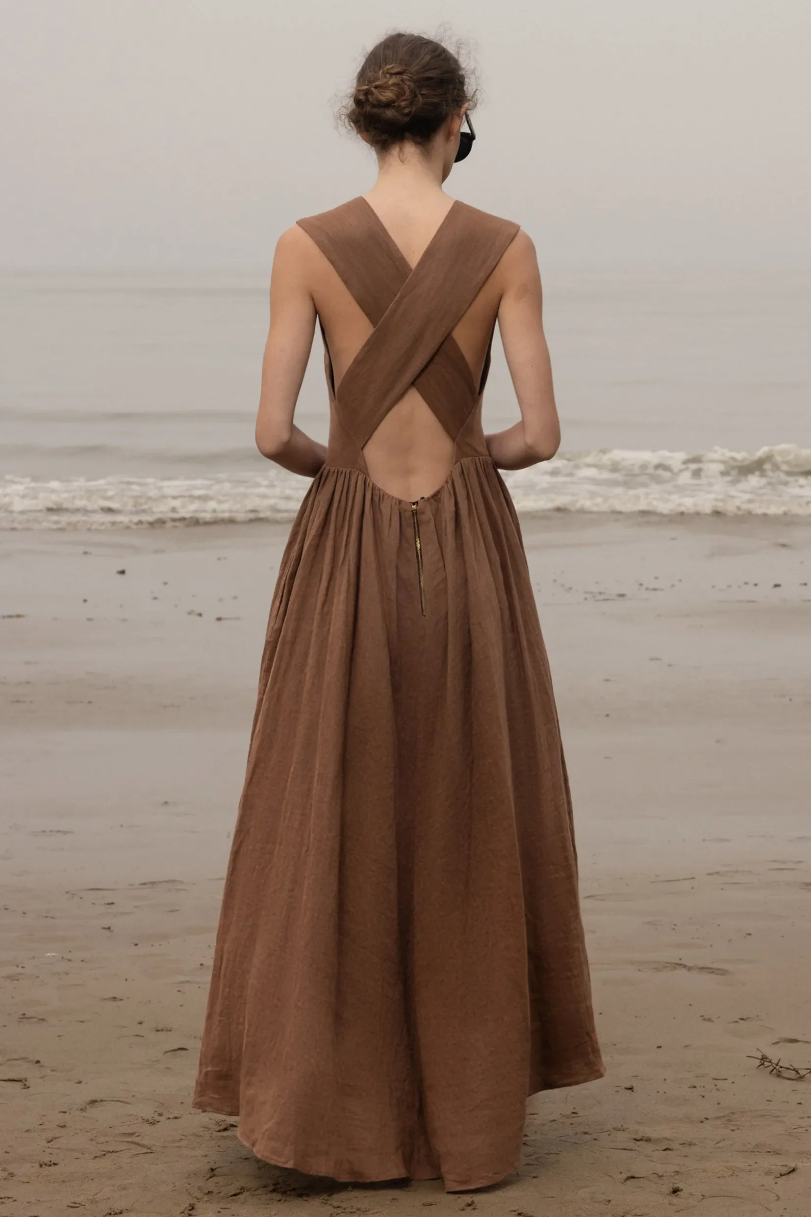 Corsica Dress - Sable Tissue Linen - Image 9