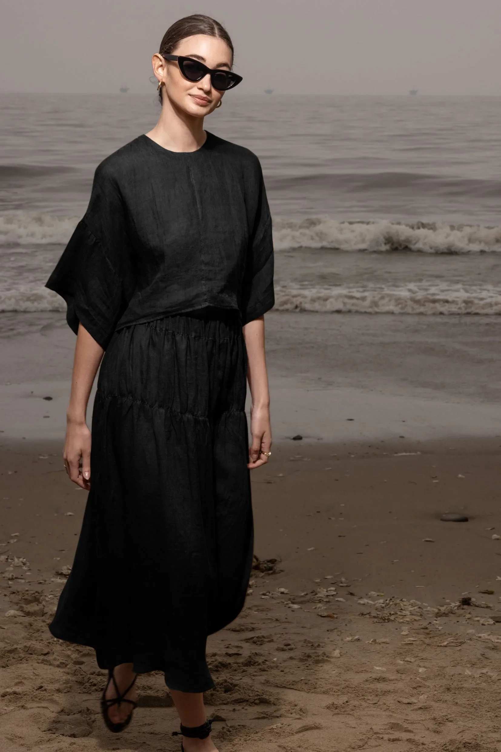 Enzo Skirt - Noir Tissue Linen - Image 5