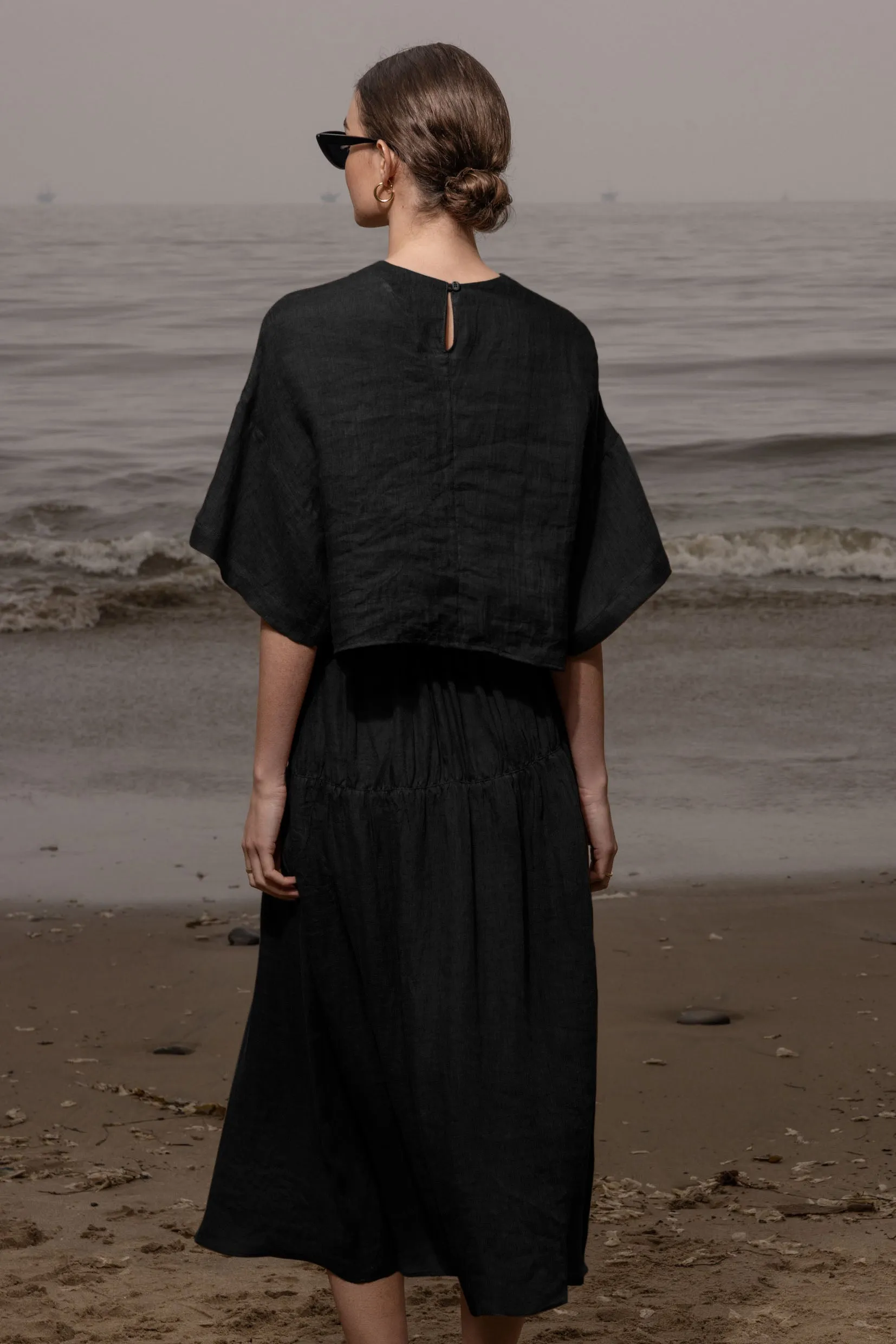 Enzo Skirt - Noir Tissue Linen - Image 6