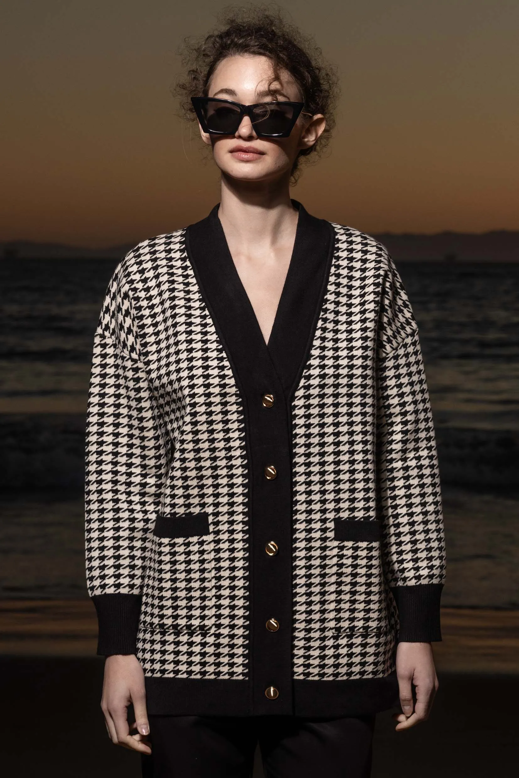 Fanny Cardigan - Ivory Houndstooth - Image 2