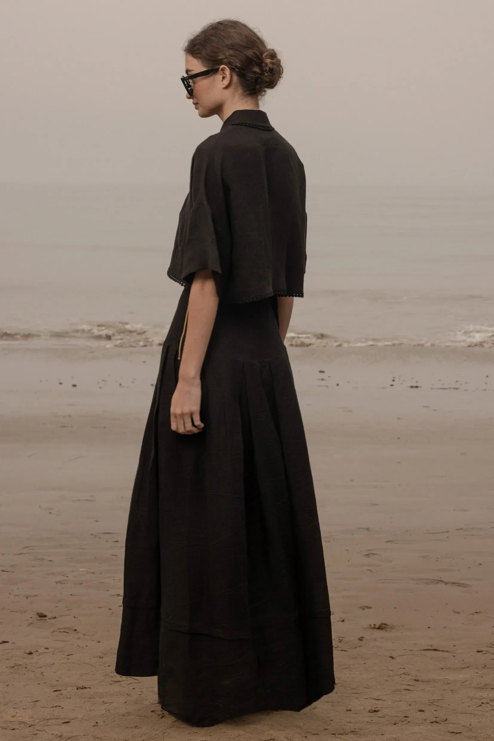 Marbella Skirt - Noir Tissue Linen - Image 5