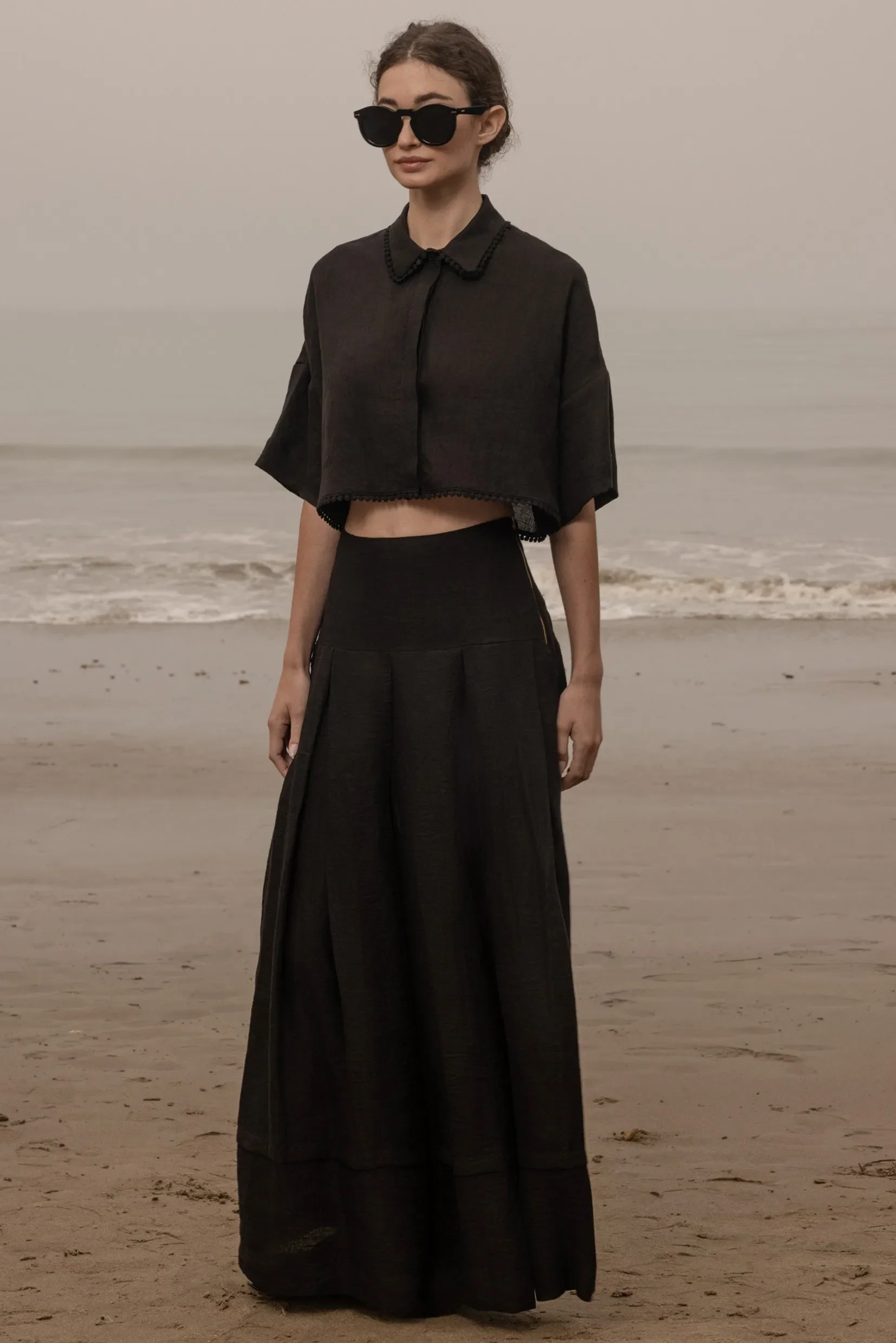 Marbella Skirt - Noir Tissue Linen - Image 6