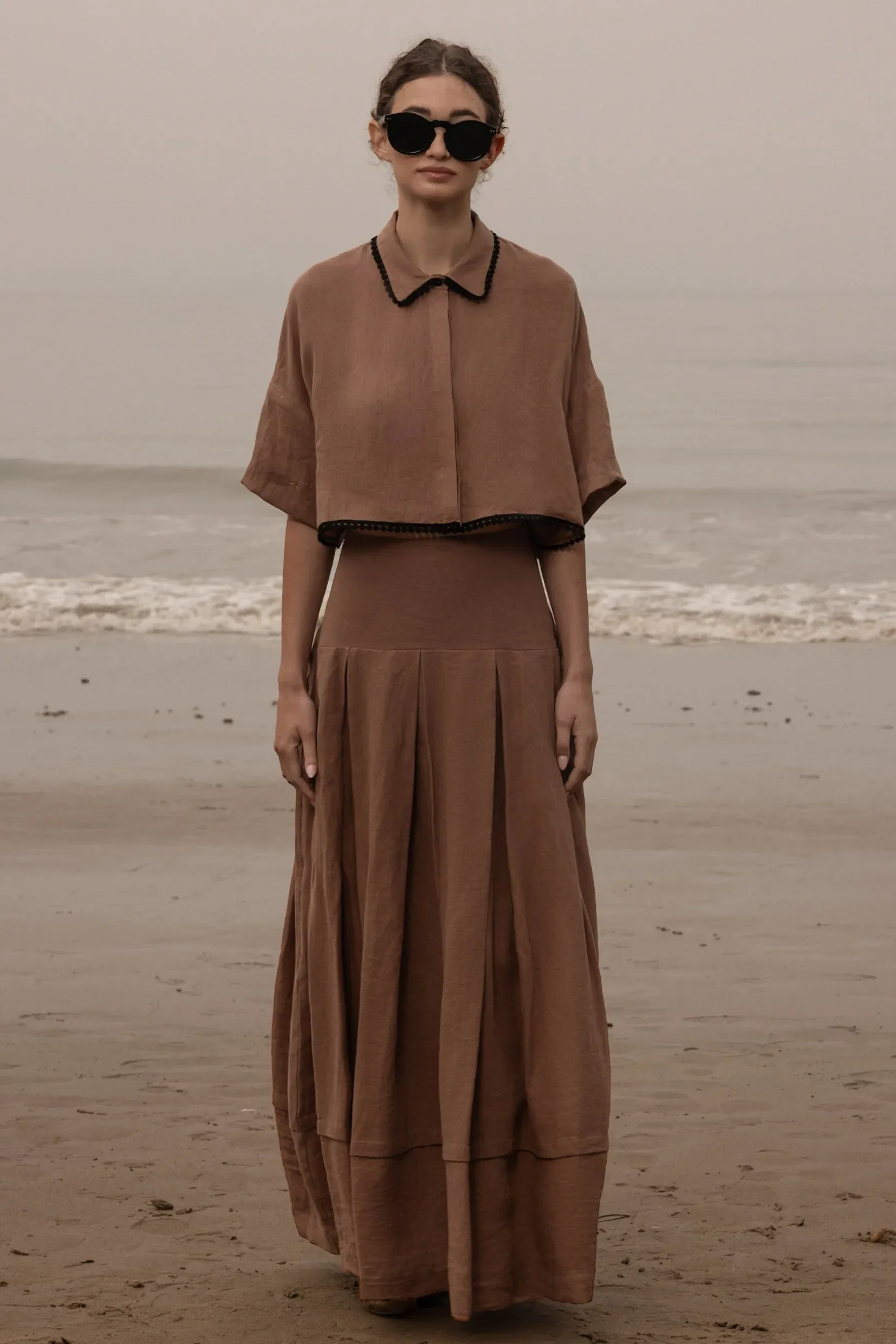Marbella Skirt - Sable Tissue Linen - Image 8