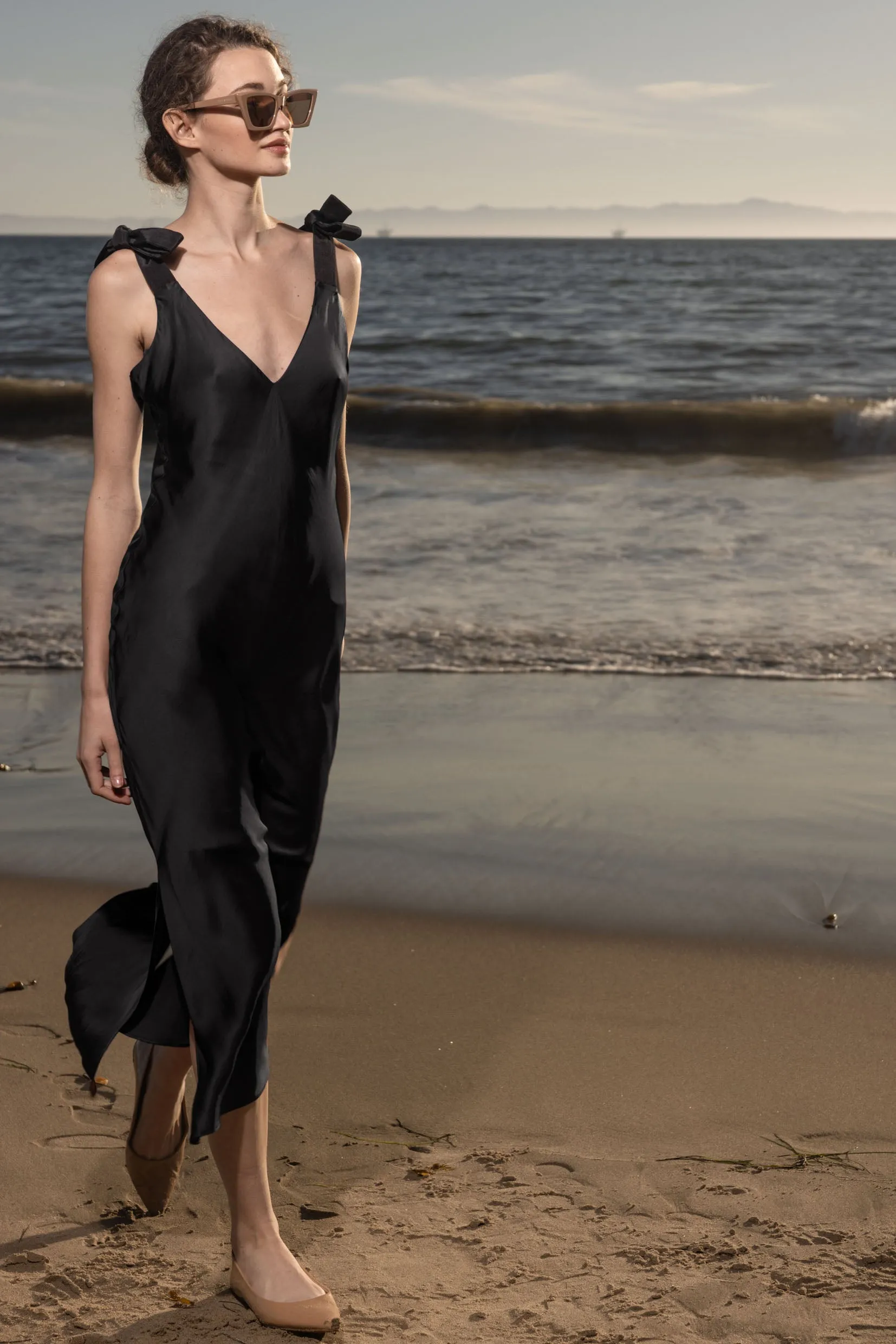 Marion Slip Dress - Black - Image 4