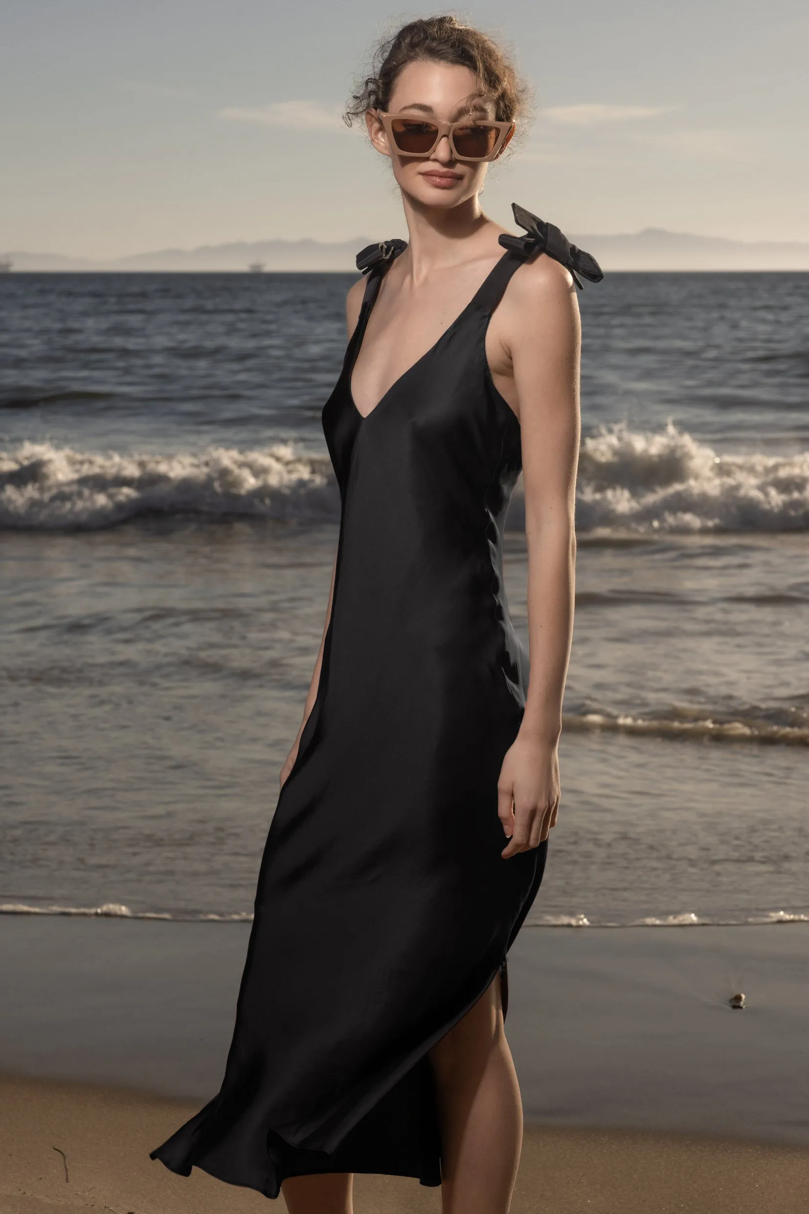 Marion Slip Dress - Black - Image 6