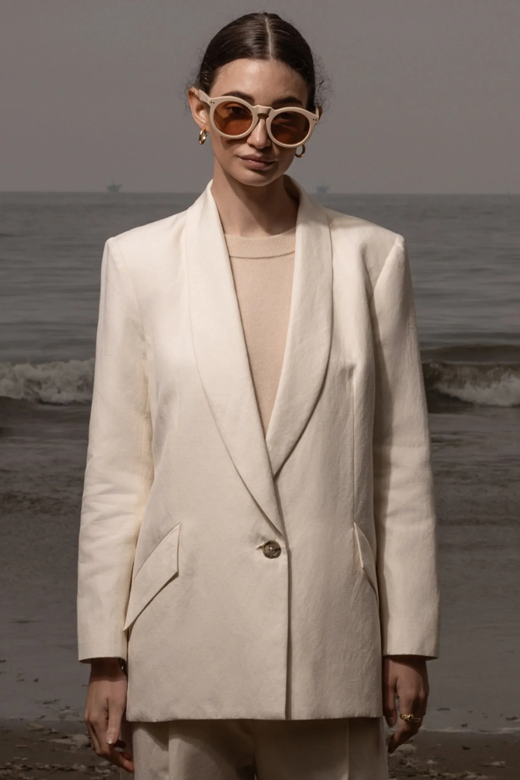 Zelda Blazer - Ivory Silk & Hemp - Image 3