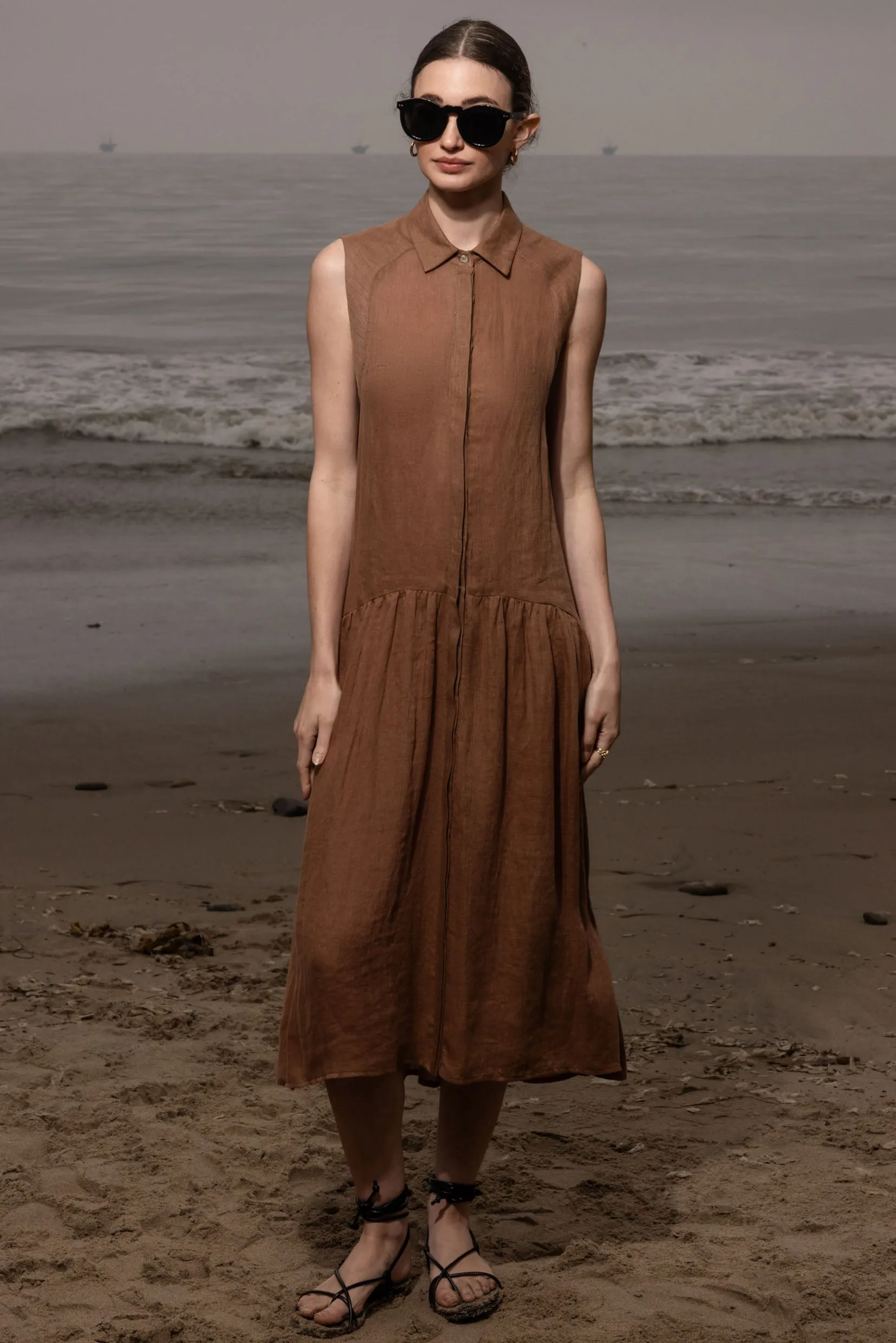 Provence Dress - Clay Tissue Linen - Image 4
