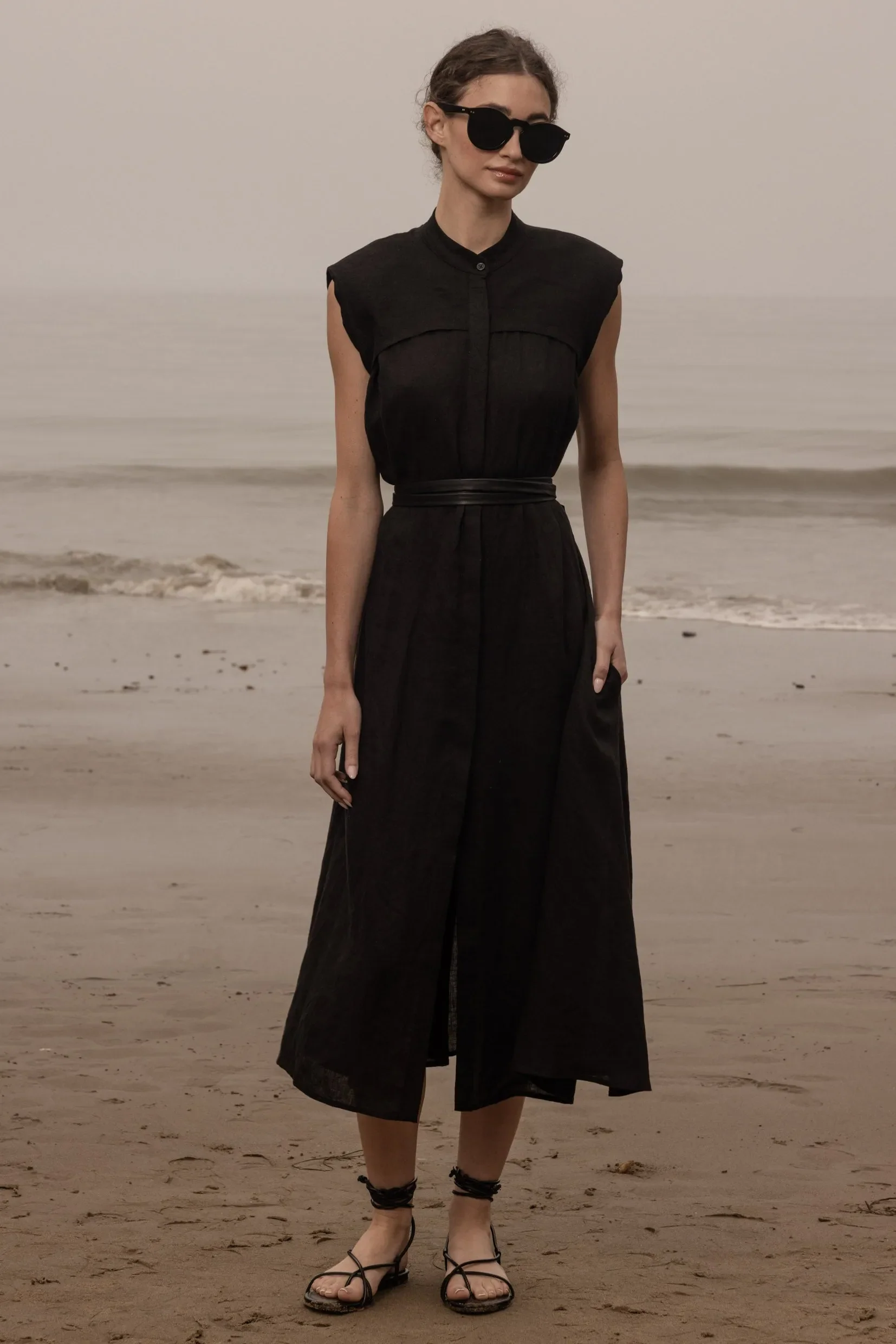 Sespe Dress - Noir Tissue Linen - Image 10