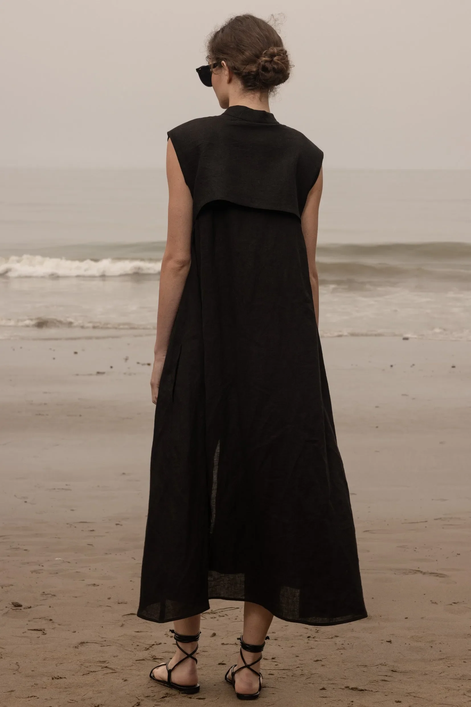 Sespe Dress - Noir Tissue Linen - Image 11