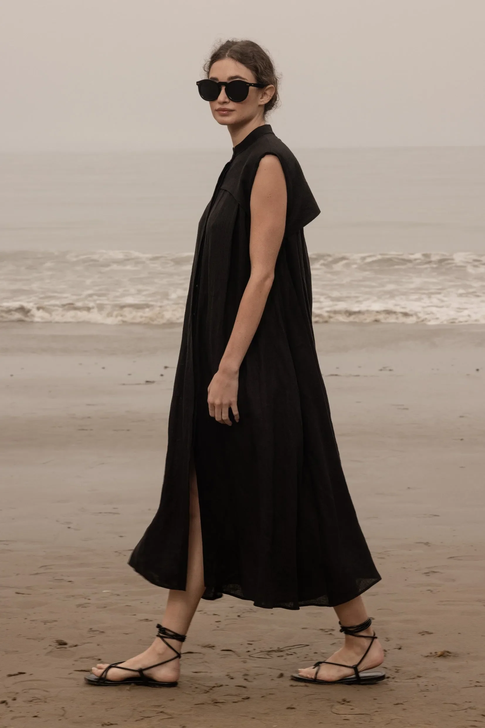 Sespe Dress - Noir Tissue Linen - Image 3