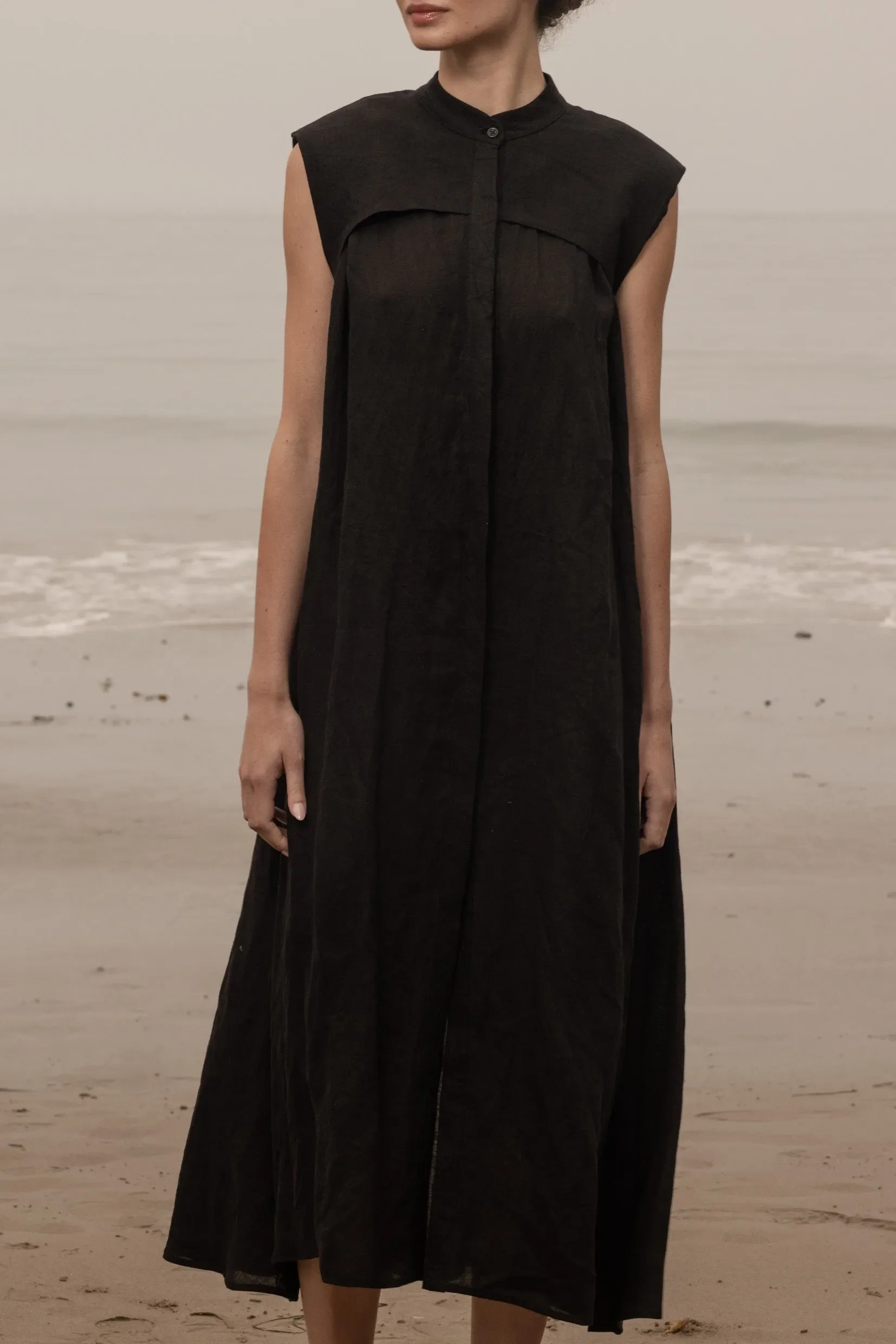 Sespe Dress - Noir Tissue Linen - Image 4
