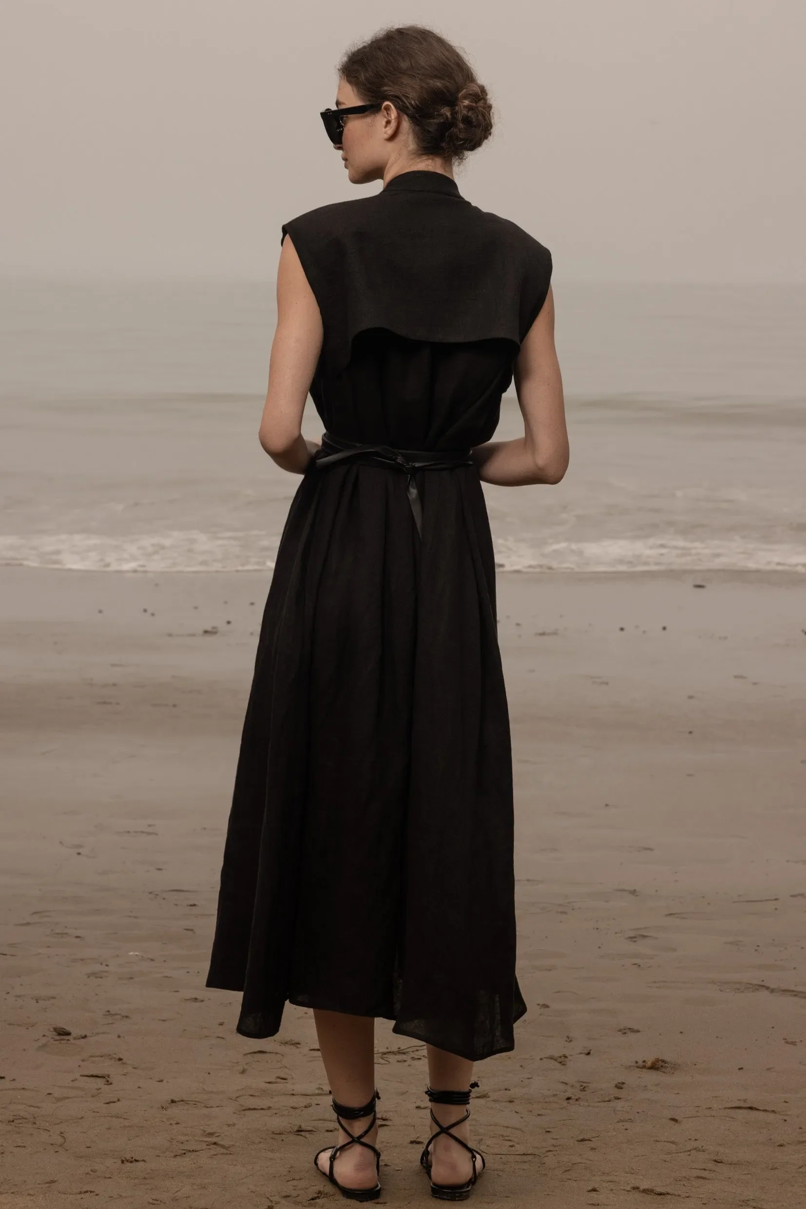 Sespe Dress - Noir Tissue Linen - Image 8