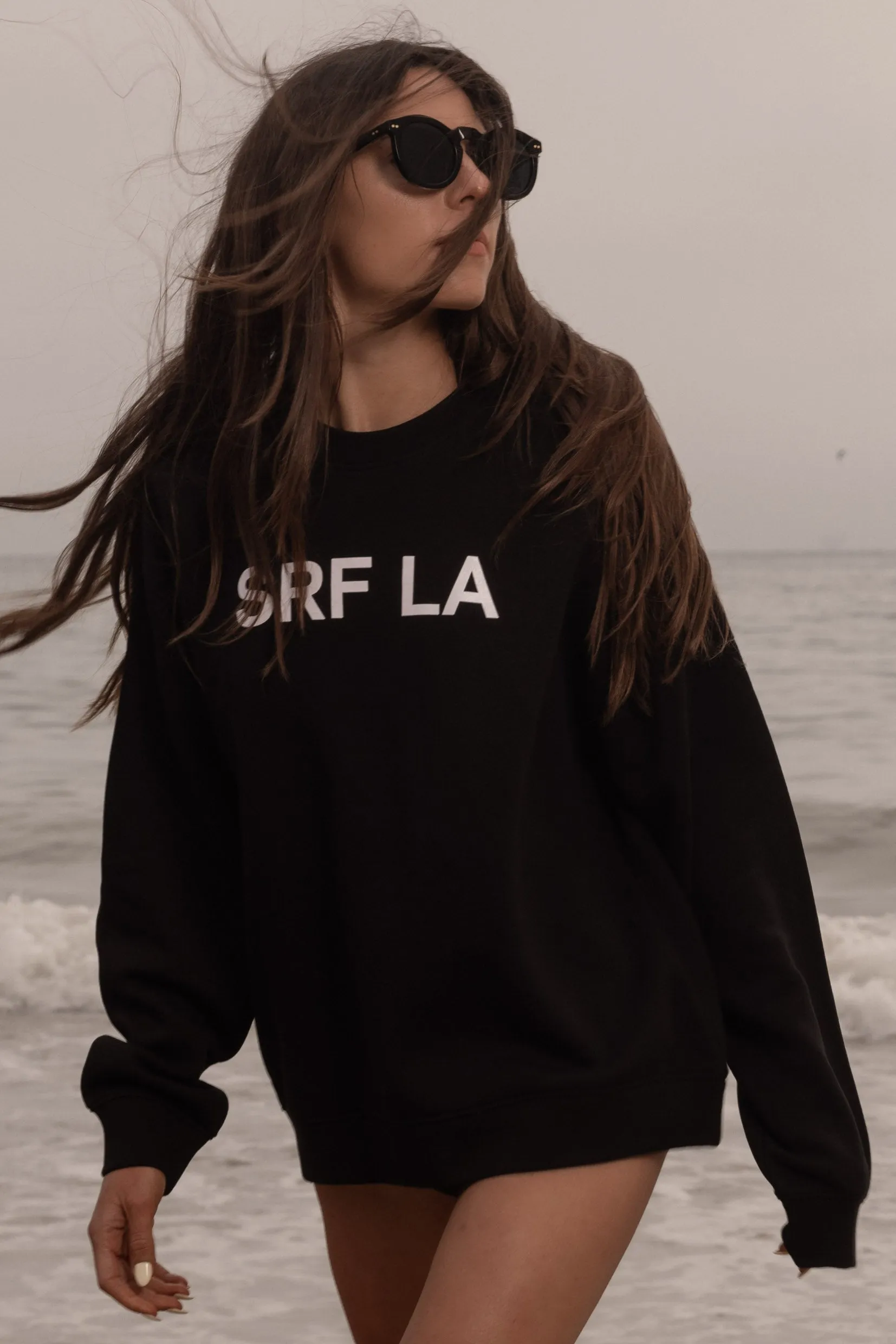 SRF LA Unisex Crewneck - White on Black - Image 8