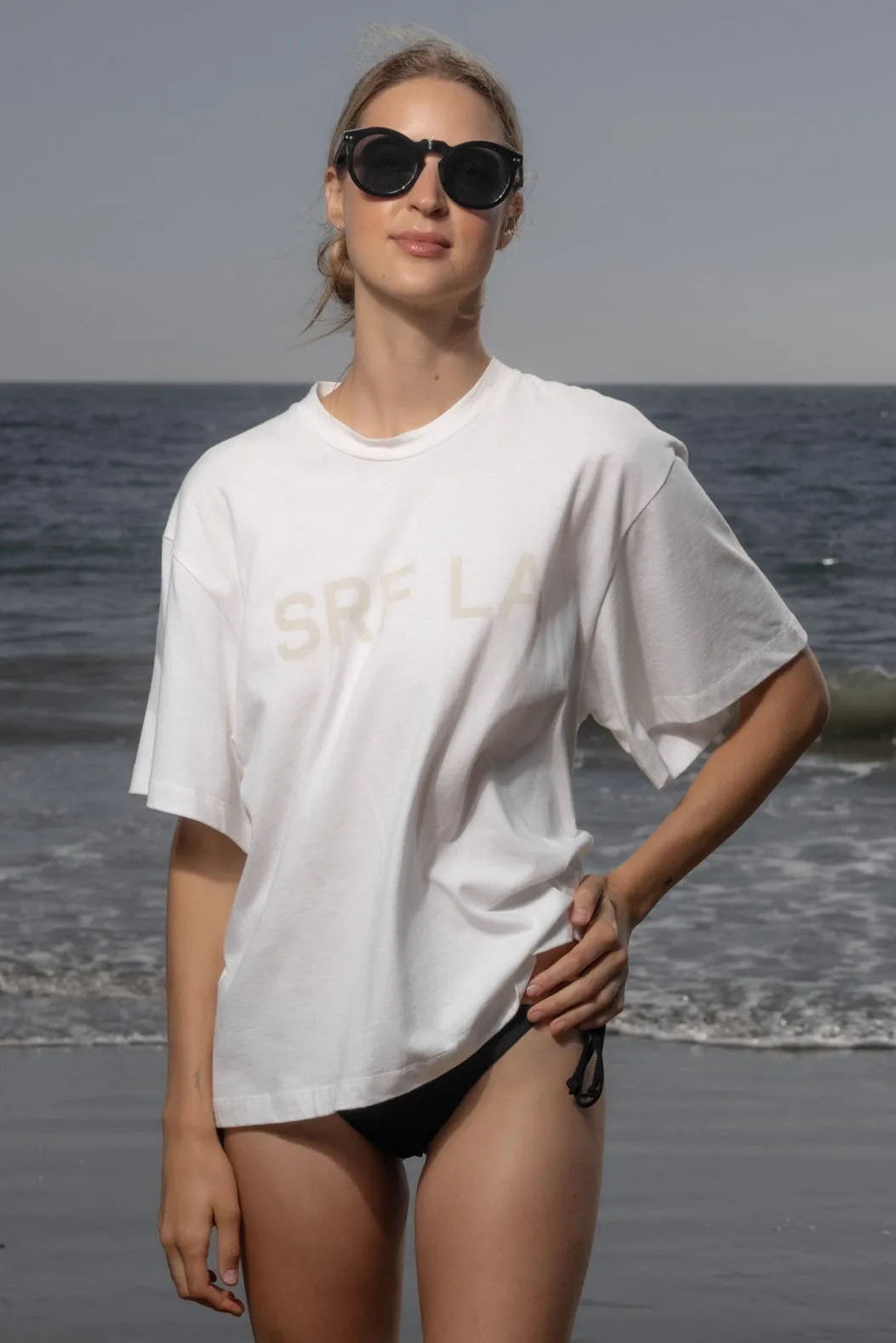 SRF LA Mustache Tee - Antique Cream on White - Image 3