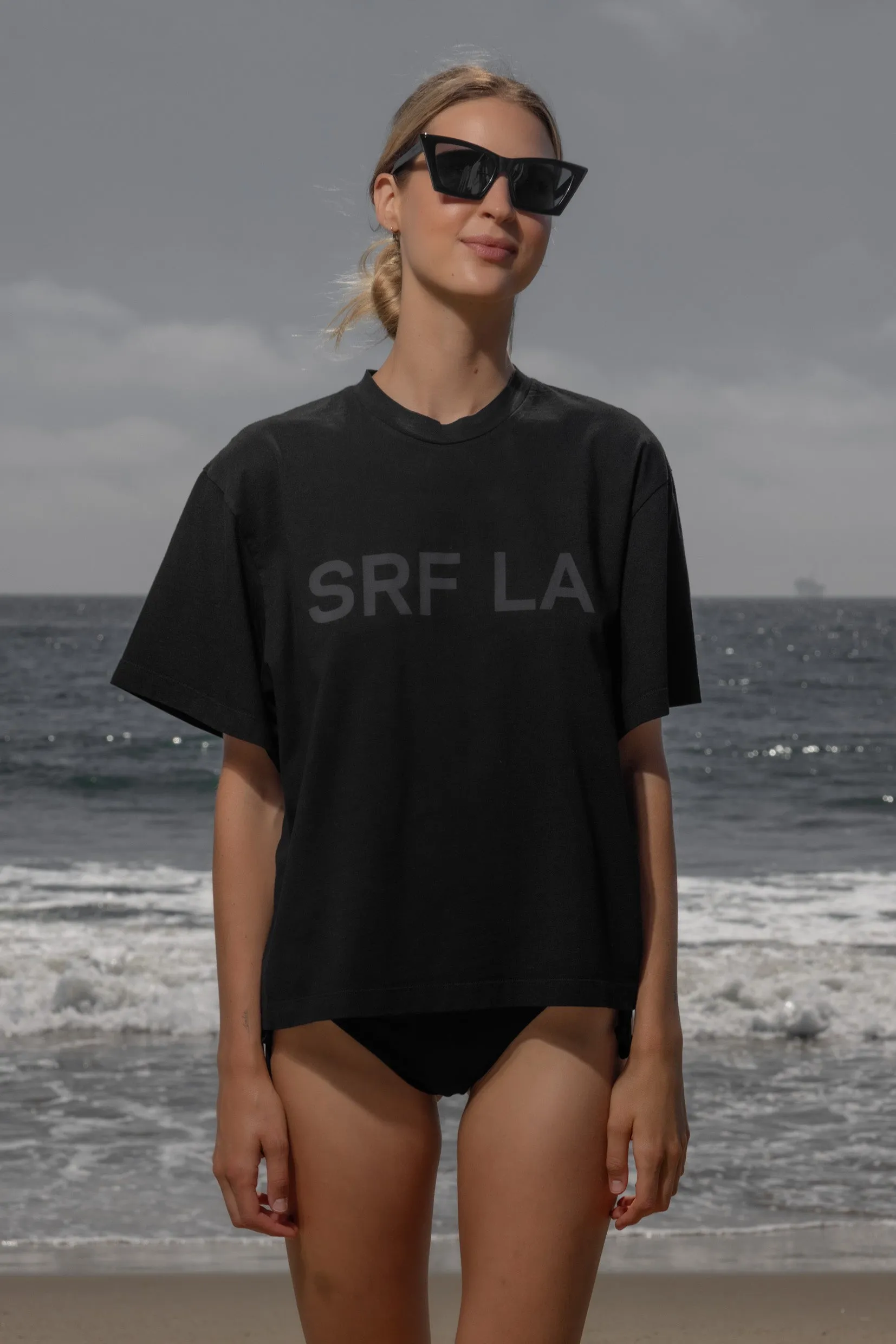 SRF LA Mustache Tee - Black on Black - Image 3