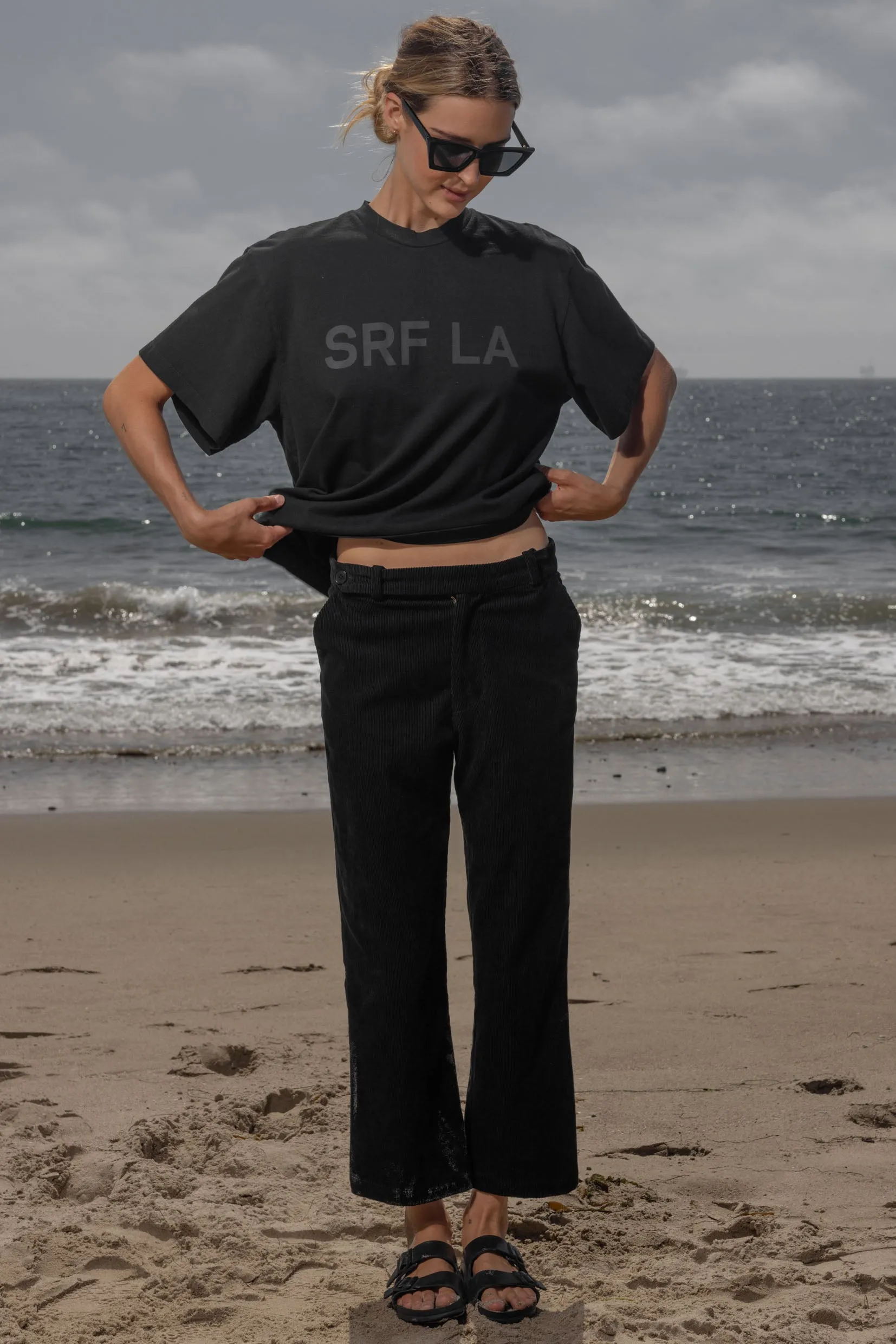 SRF LA Mustache Tee - Black on Black - Image 4