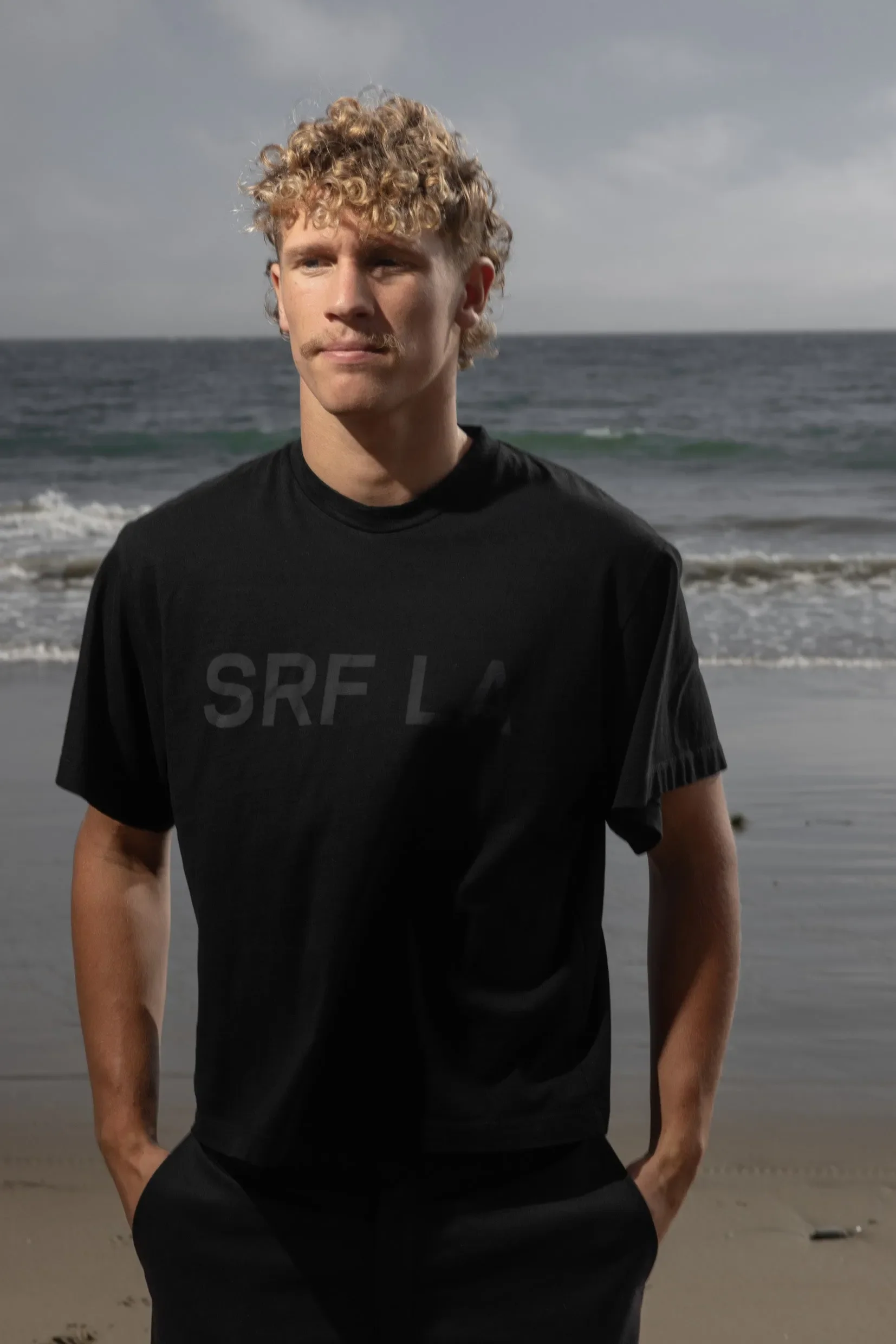 SRF LA Mustache Tee - Black on Black - Image 6