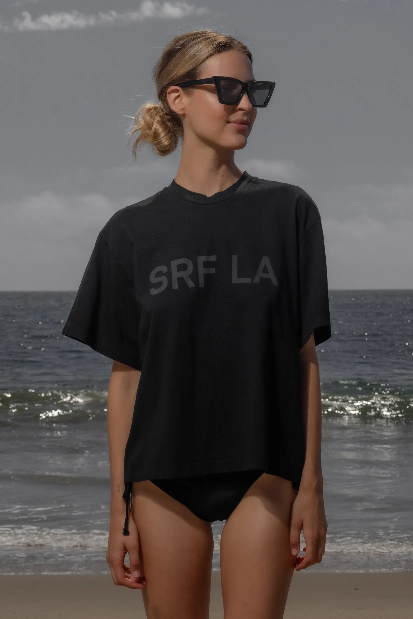 SRF LA Mustache Tee - Black on Black - Image 7
