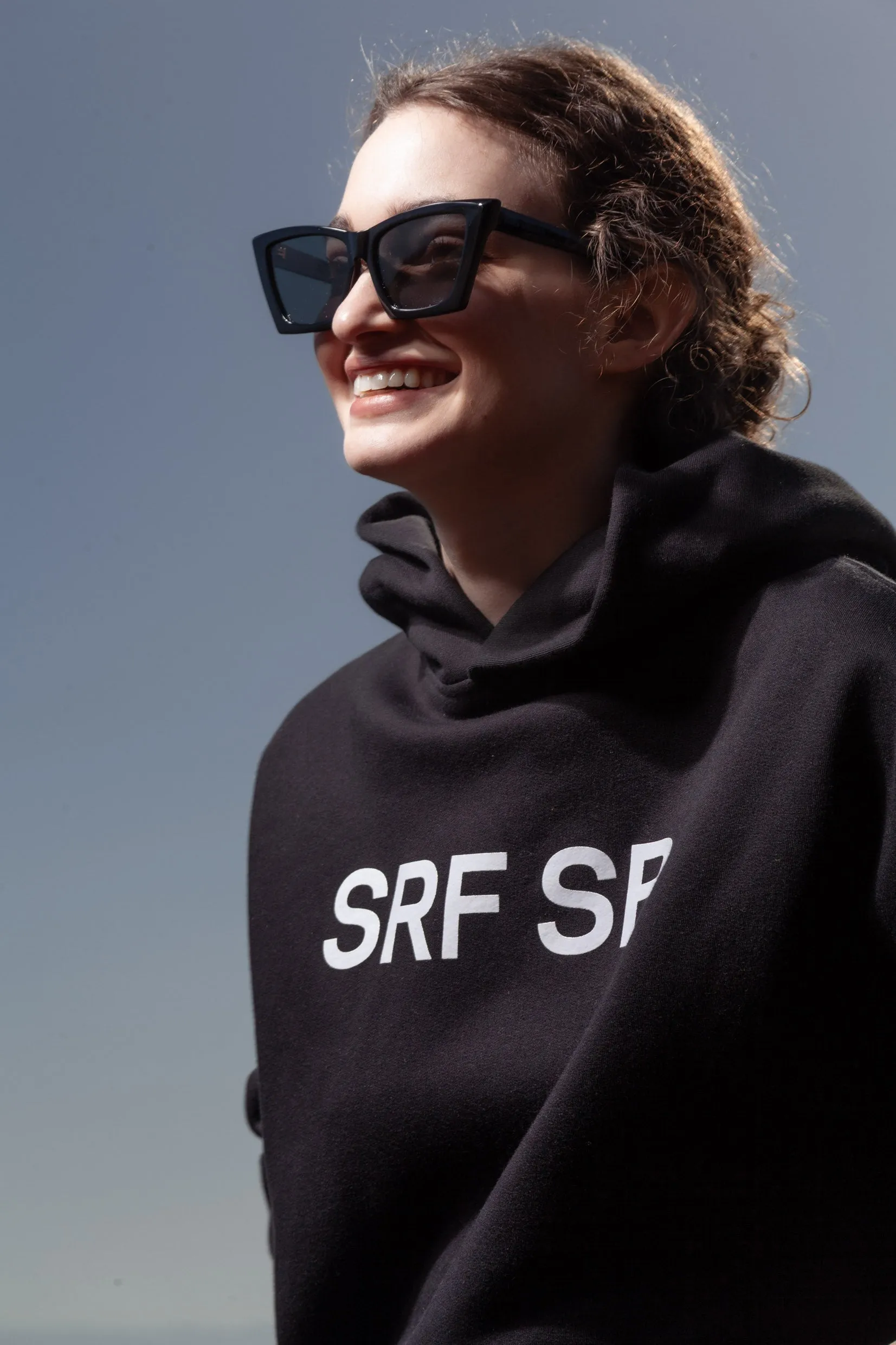 SRF SB Unisex Hoodie - Cream on Black - Image 4