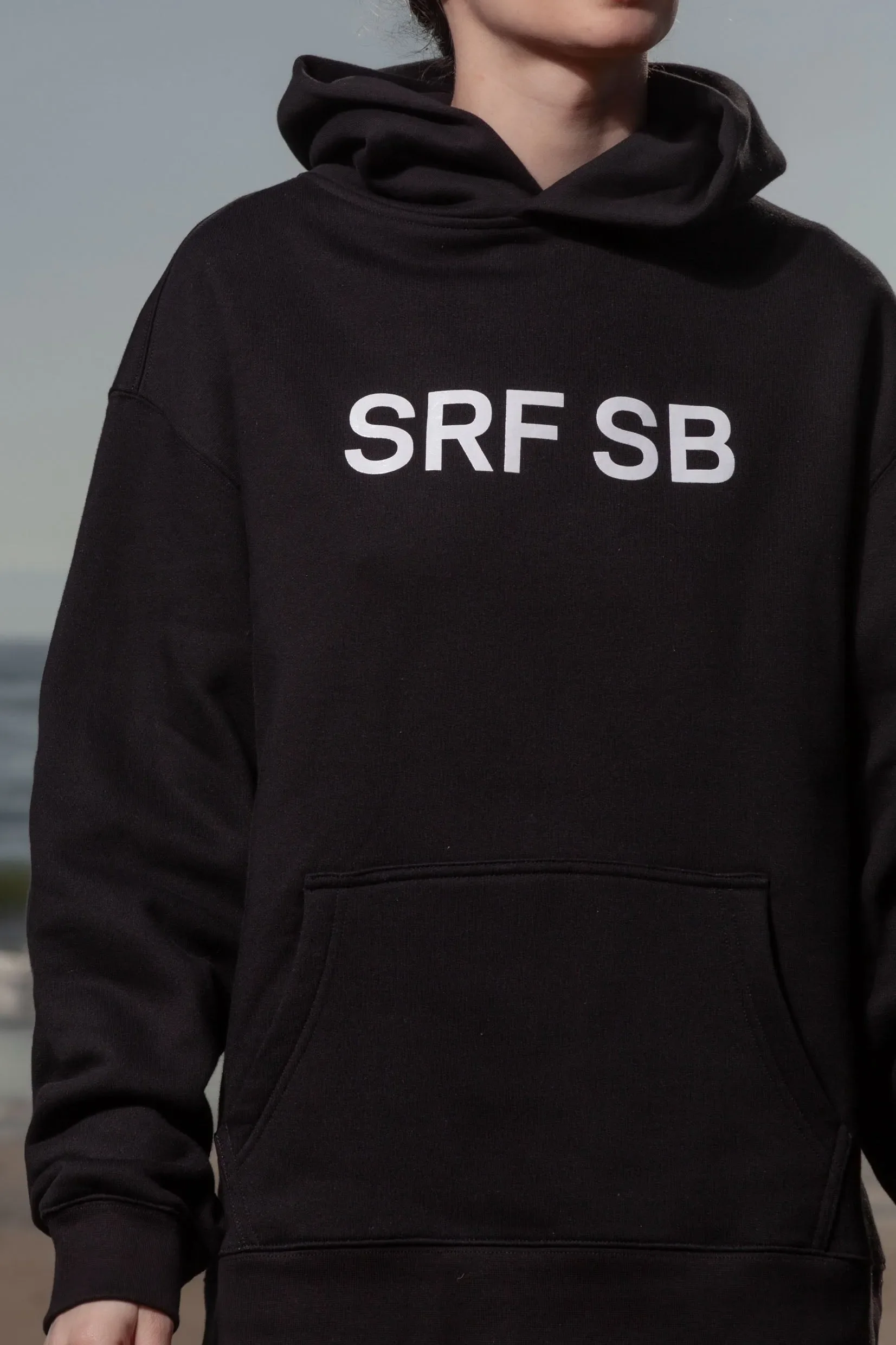 SRF SB Unisex Hoodie - Cream on Black - Image 7